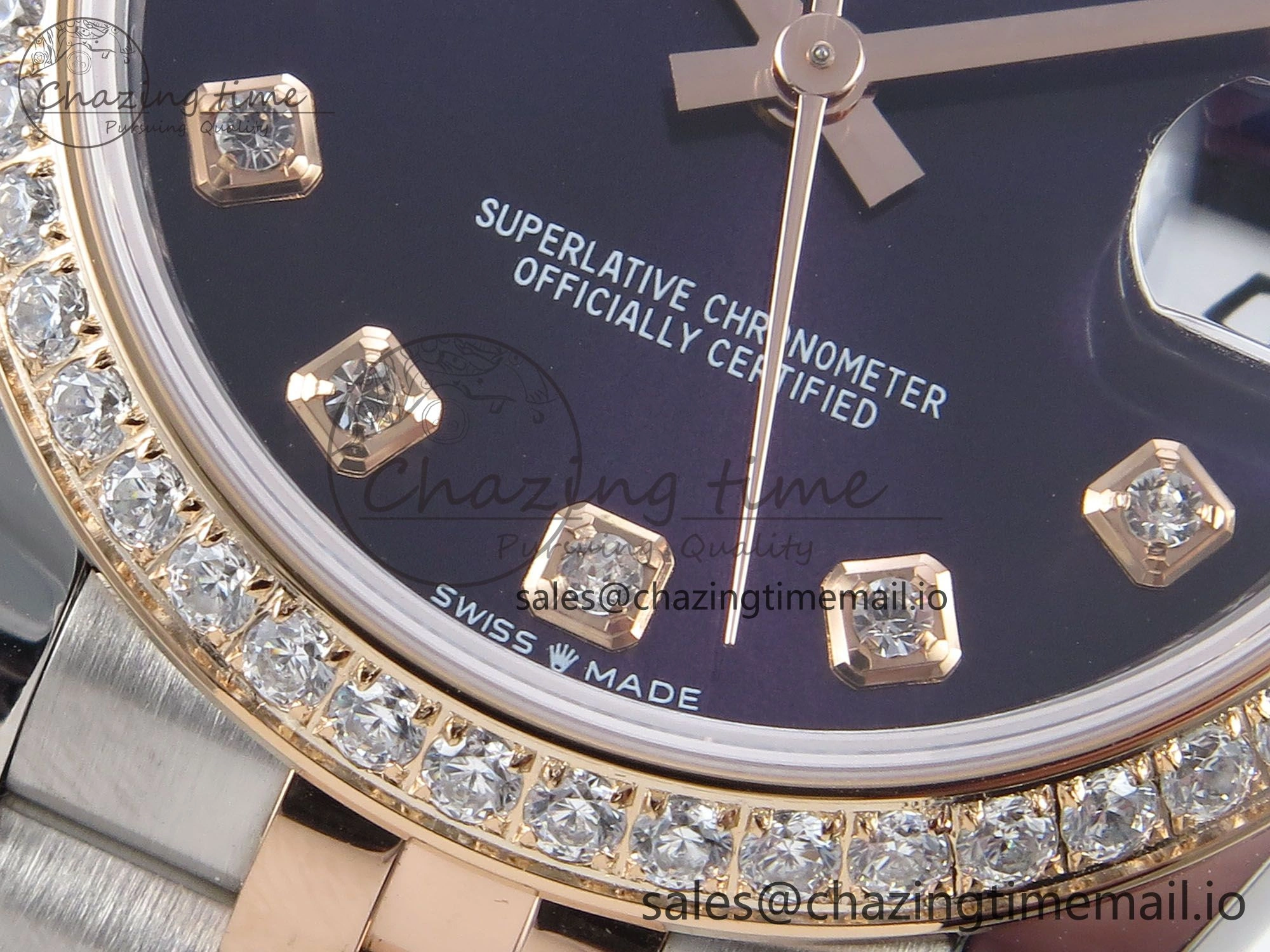 Classic DateJust 31 278381RBR ARF 1:1 Best Edition 904L Steel Purple Diamonds Dial Diamonds Bezel on SS RG Jubilee Bracelet ETA 388