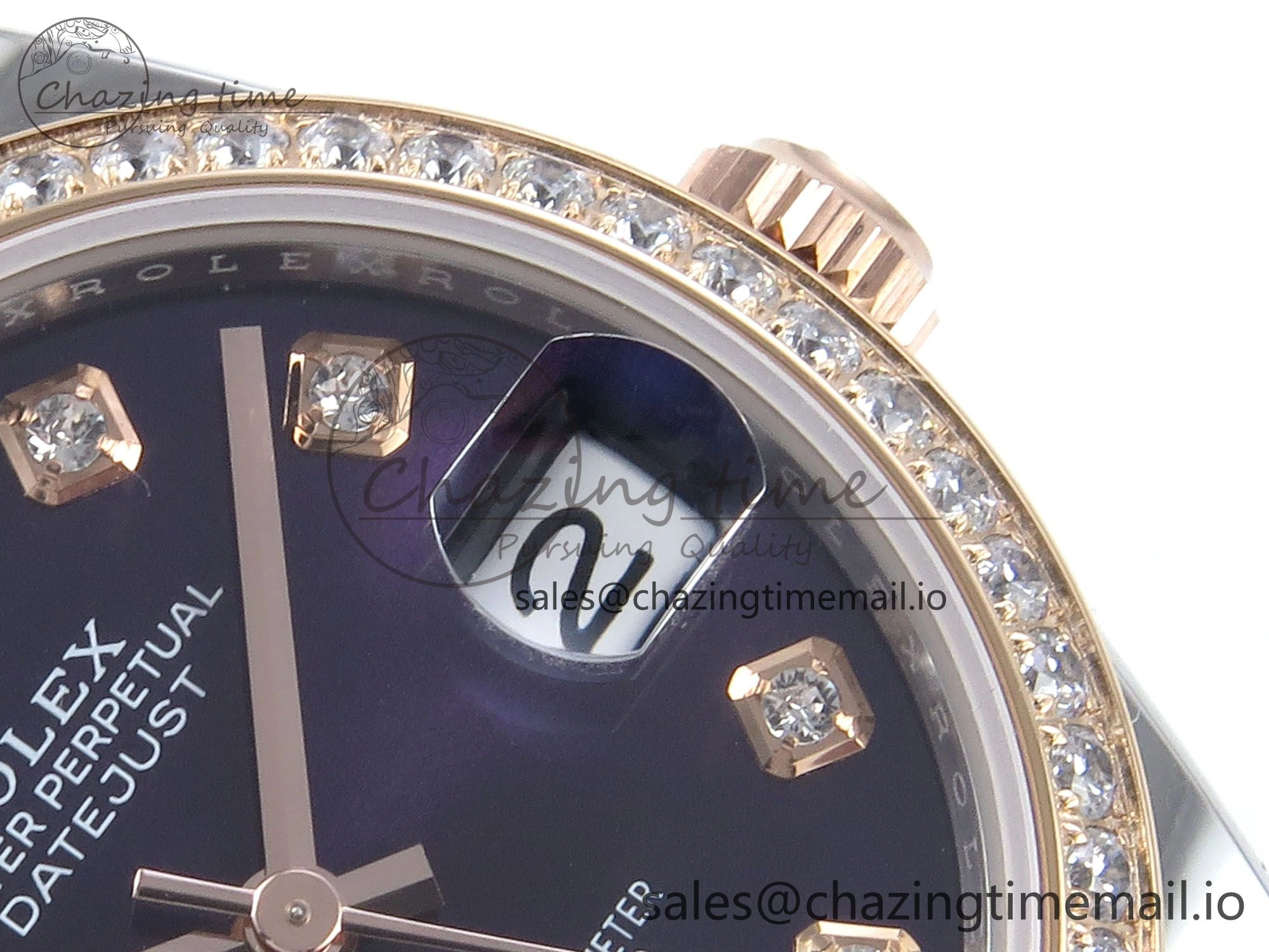 Durable DateJust 31 278381RBR ARF 1:1 Best Edition 904L Steel Purple Diamonds Dial Diamonds Bezel on SS RG Oyster Bracelet ETA 379