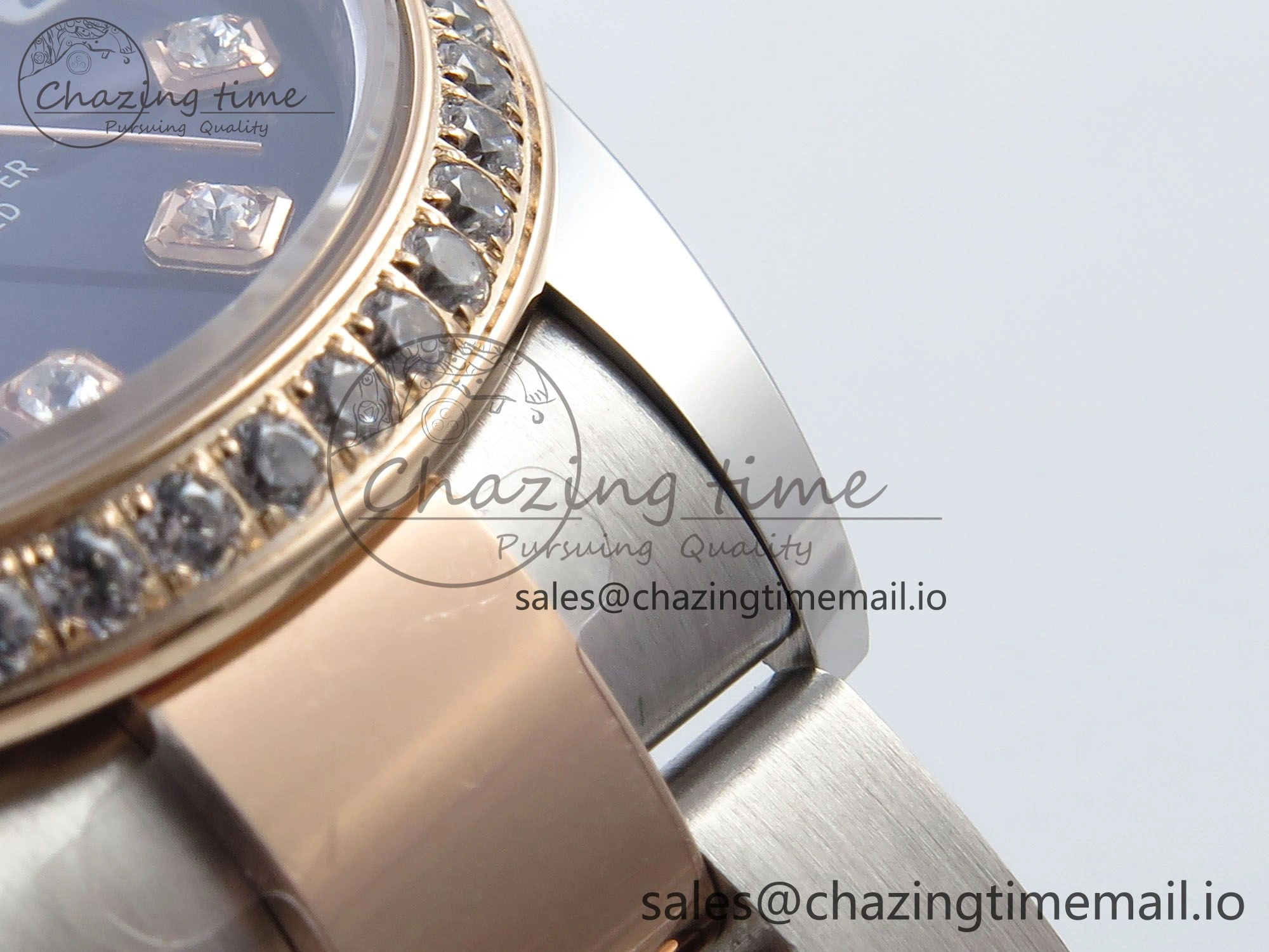 Durable DateJust 31 278381RBR ARF 1:1 Best Edition 904L Steel Purple Diamonds Dial Diamonds Bezel on SS RG Oyster Bracelet ETA 379