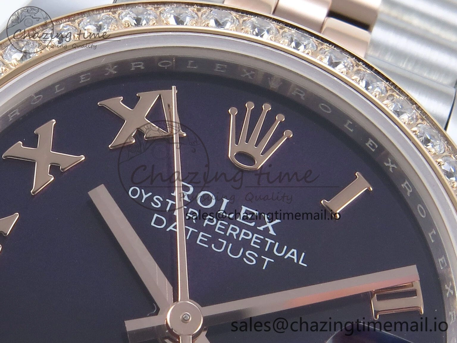DateJust 31 278381RBR ARF 1:1 Best Edition 904L Steel Purple Roman Diamonds Dial Diamonds Bezel on SS RG Jubilee Bracelet ETA Affordable 389