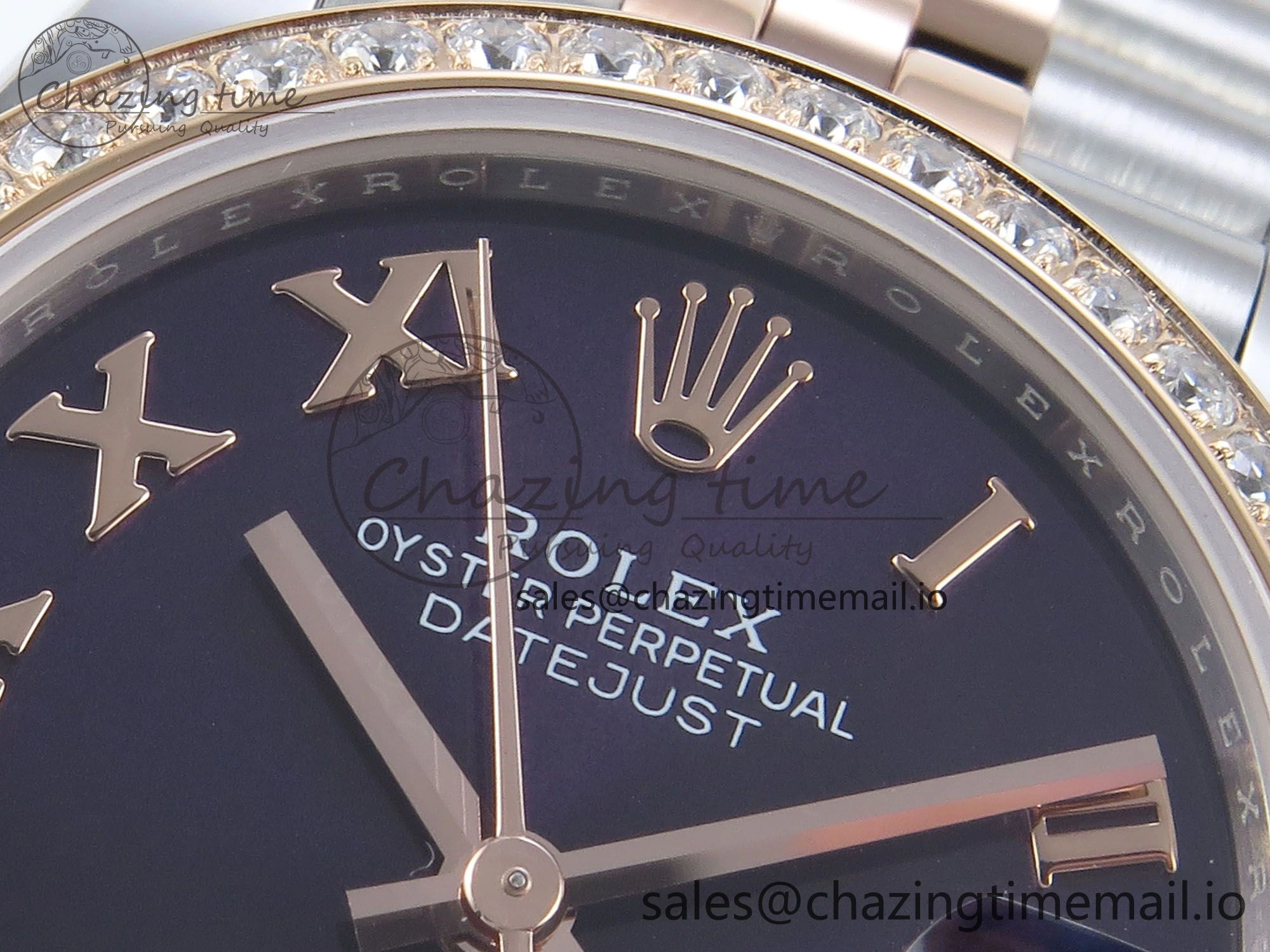 DateJust 31 278381RBR ARF 1:1 Best Edition 904L Steel Purple Roman Diamonds Dial Diamonds Bezel on SS RG Jubilee Bracelet ETA Affordable 389