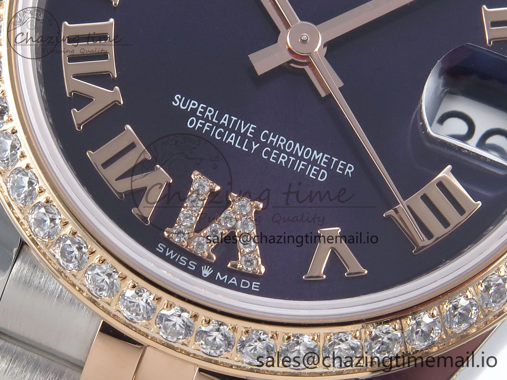 DateJust 31 278381RBR ARF 1:1 Best Edition 904L Steel Purple Roman Diamonds Dial Diamonds Bezel on SS RG Jubilee Bracelet ETA Affordable 389