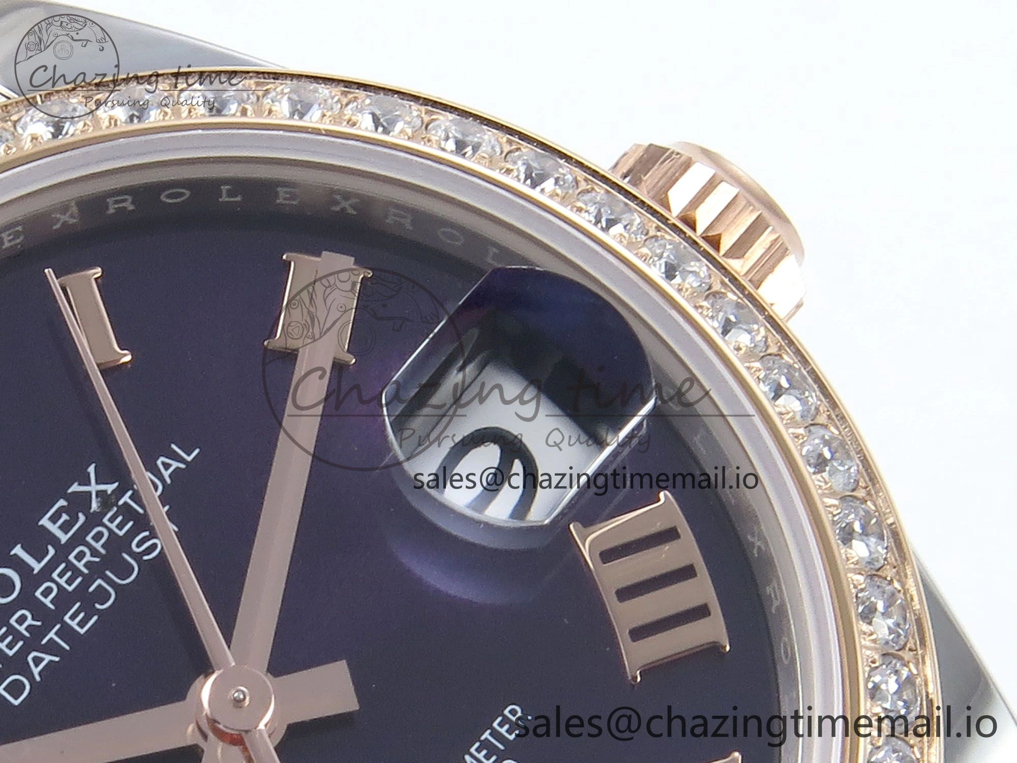 DateJust 31 278381RBR ARF 1:1 Best Edition 904L Steel Purple Roman Diamonds Dial Diamonds Bezel on SS RG Oyster Bracelet ETA WaterResistant 381