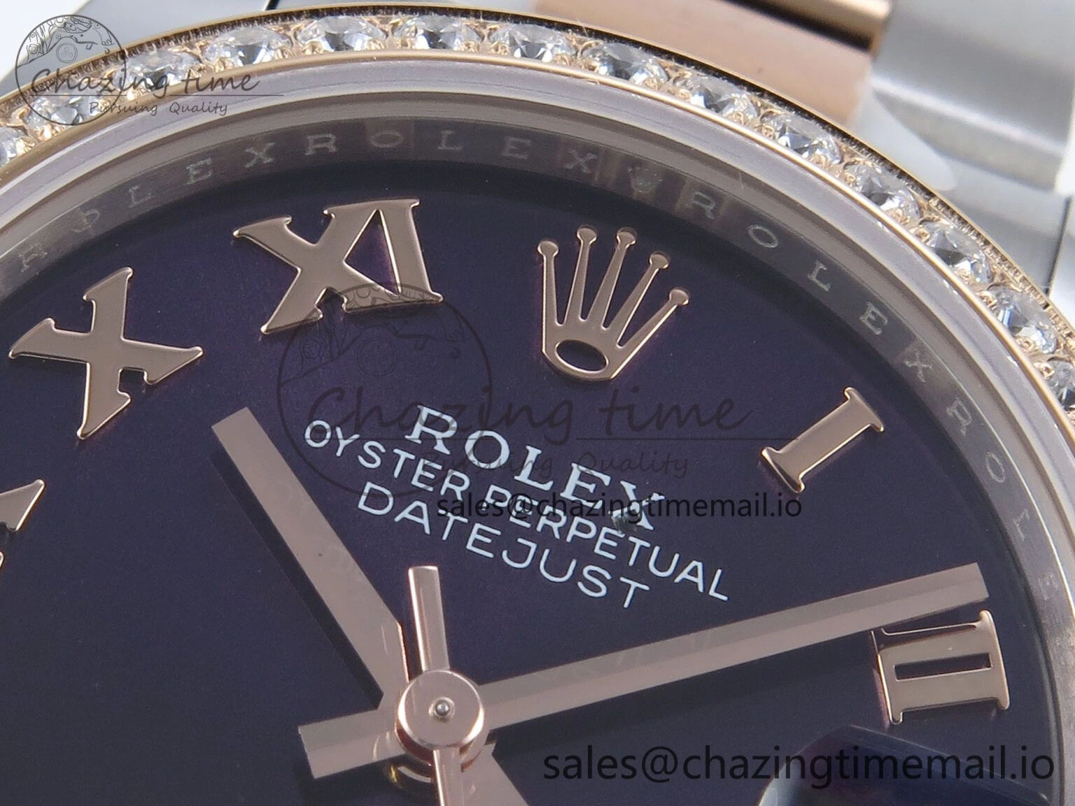 DateJust 31 278381RBR ARF 1:1 Best Edition 904L Steel Purple Roman Diamonds Dial Diamonds Bezel on SS RG Oyster Bracelet ETA WaterResistant 381