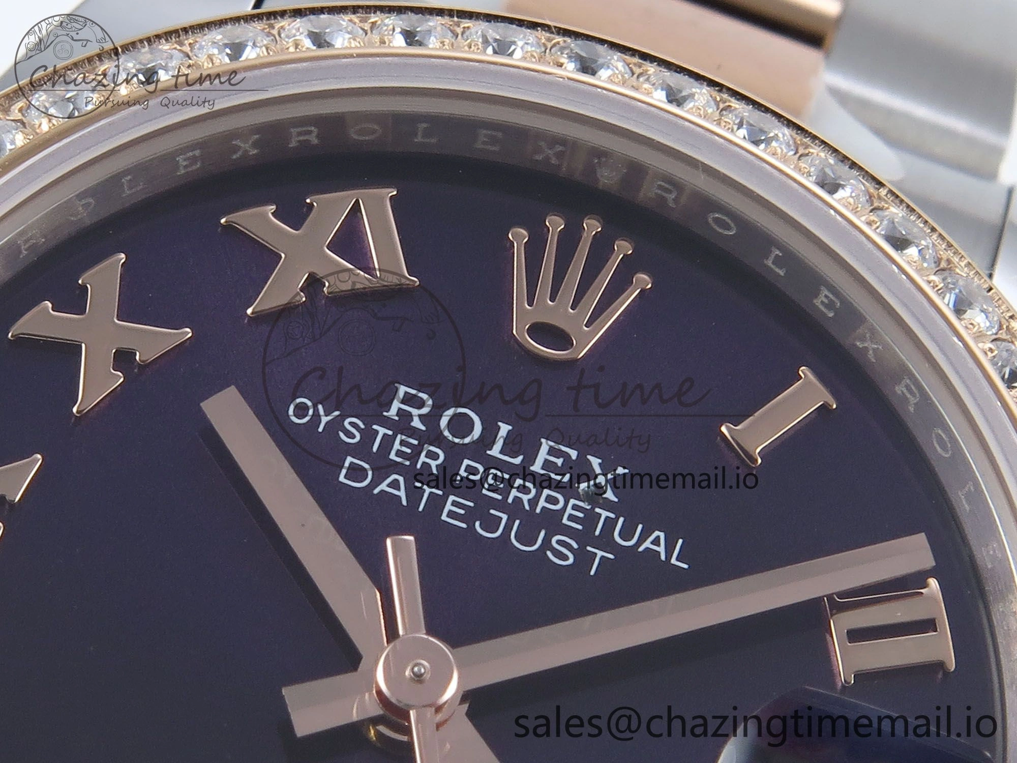 DateJust 31 278381RBR ARF 1:1 Best Edition 904L Steel Purple Roman Diamonds Dial Diamonds Bezel on SS RG Oyster Bracelet ETA WaterResistant 381