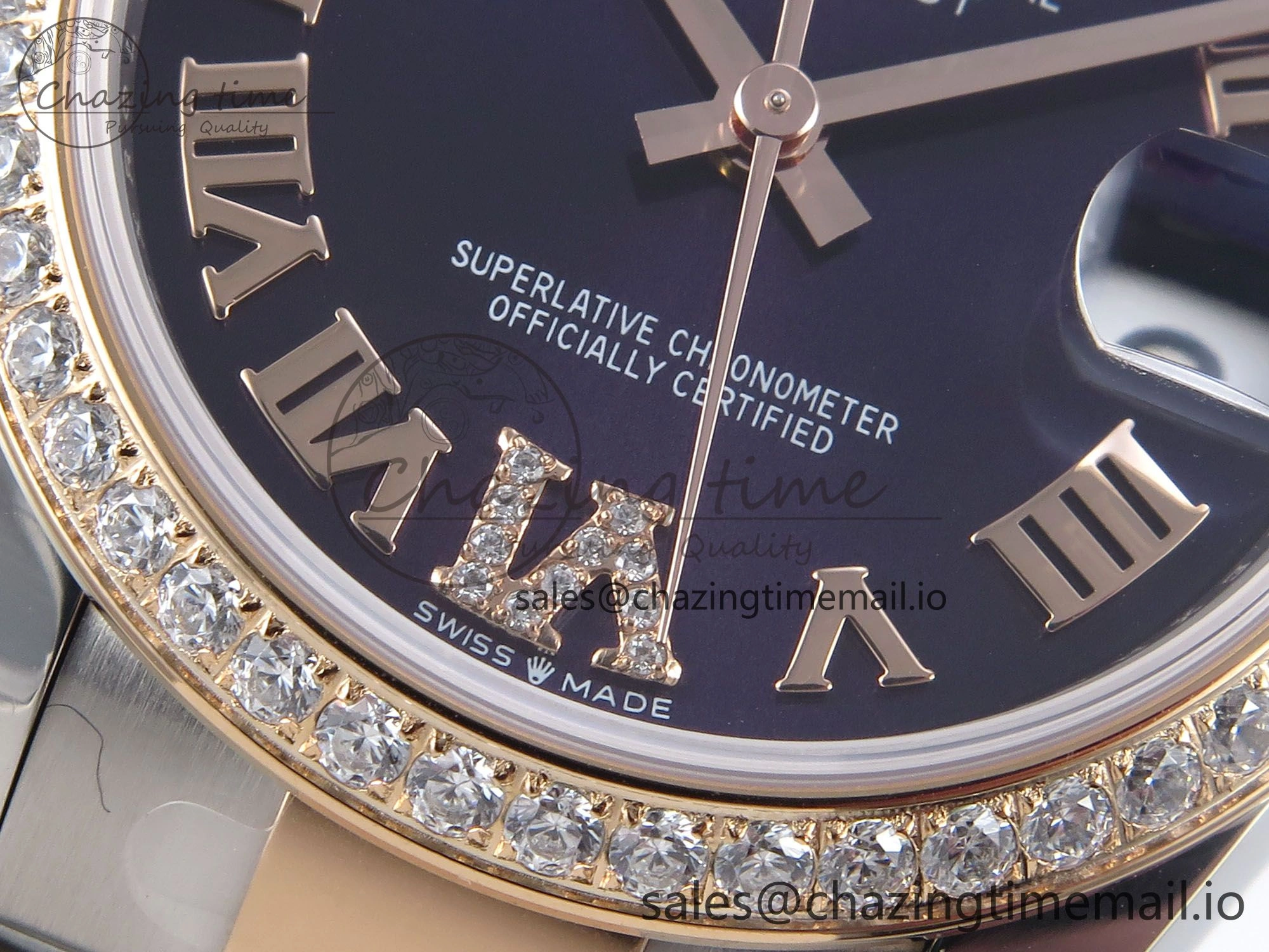 DateJust 31 278381RBR ARF 1:1 Best Edition 904L Steel Purple Roman Diamonds Dial Diamonds Bezel on SS RG Oyster Bracelet ETA WaterResistant 381