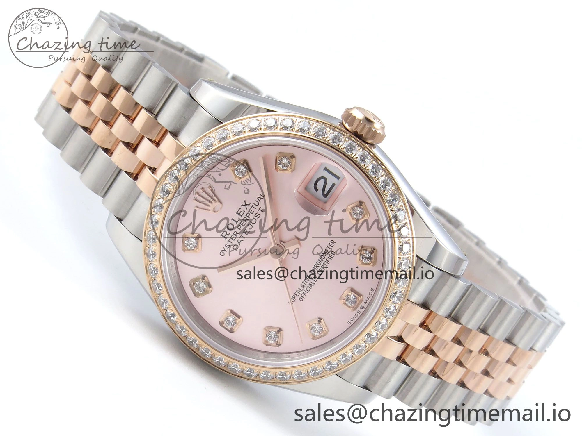 Compact DateJust 31 278381RBR ARF 1:1 Best Edition 904L Steel RG Diamonds Dial Diamonds Bezel on SS RG Jubilee Bracelet ETA 387