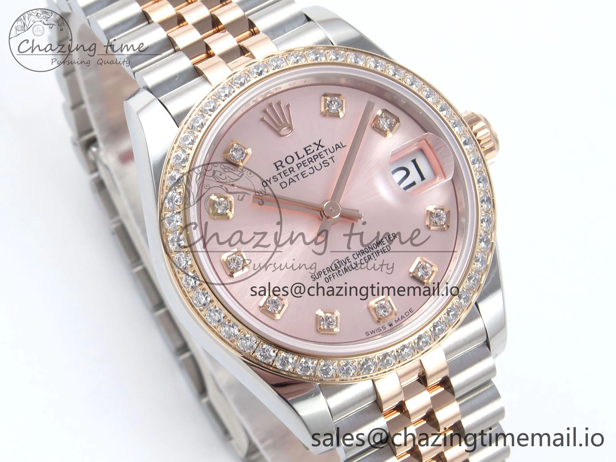 Compact DateJust 31 278381RBR ARF 1:1 Best Edition 904L Steel RG Diamonds Dial Diamonds Bezel on SS RG Jubilee Bracelet ETA 387
