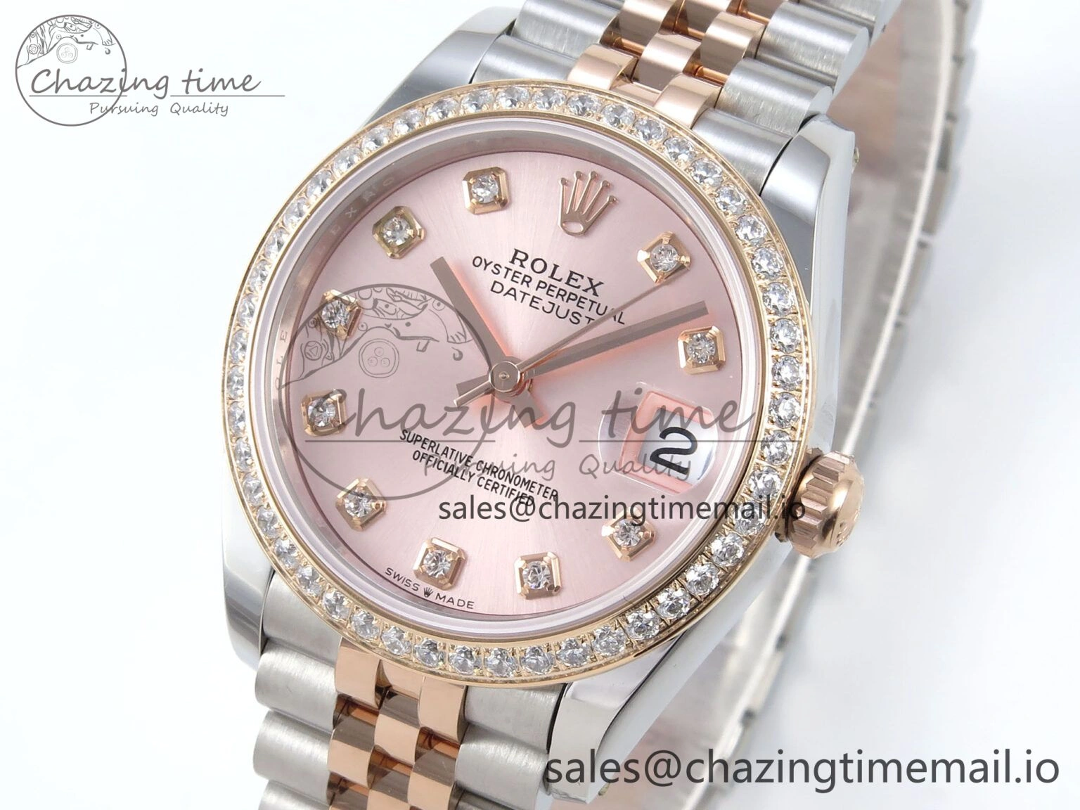 Compact DateJust 31 278381RBR ARF 1:1 Best Edition 904L Steel RG Diamonds Dial Diamonds Bezel on SS RG Jubilee Bracelet ETA 387