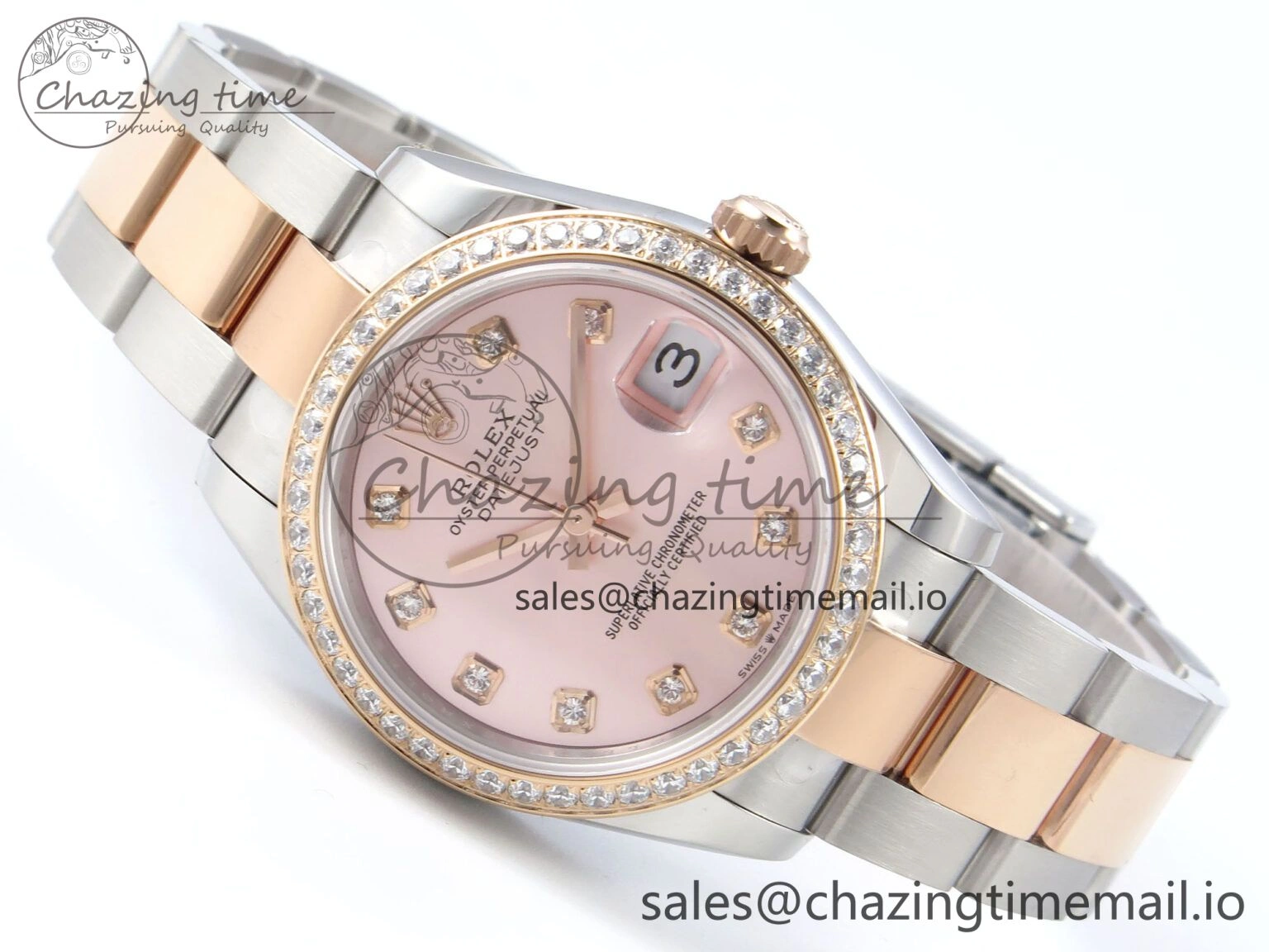 Bold DateJust 31 278381RBR ARF 1:1 Best Edition 904L Steel RG Diamonds Dial Diamonds Bezel on SS RG Oyster Bracelet ETA 380