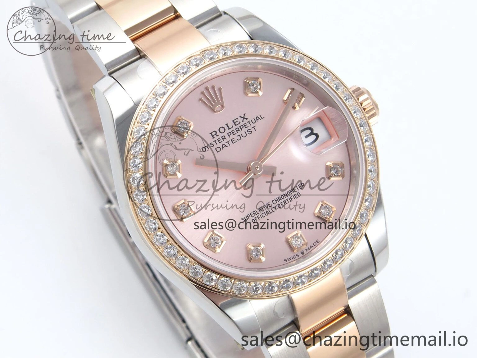 Bold DateJust 31 278381RBR ARF 1:1 Best Edition 904L Steel RG Diamonds Dial Diamonds Bezel on SS RG Oyster Bracelet ETA 380