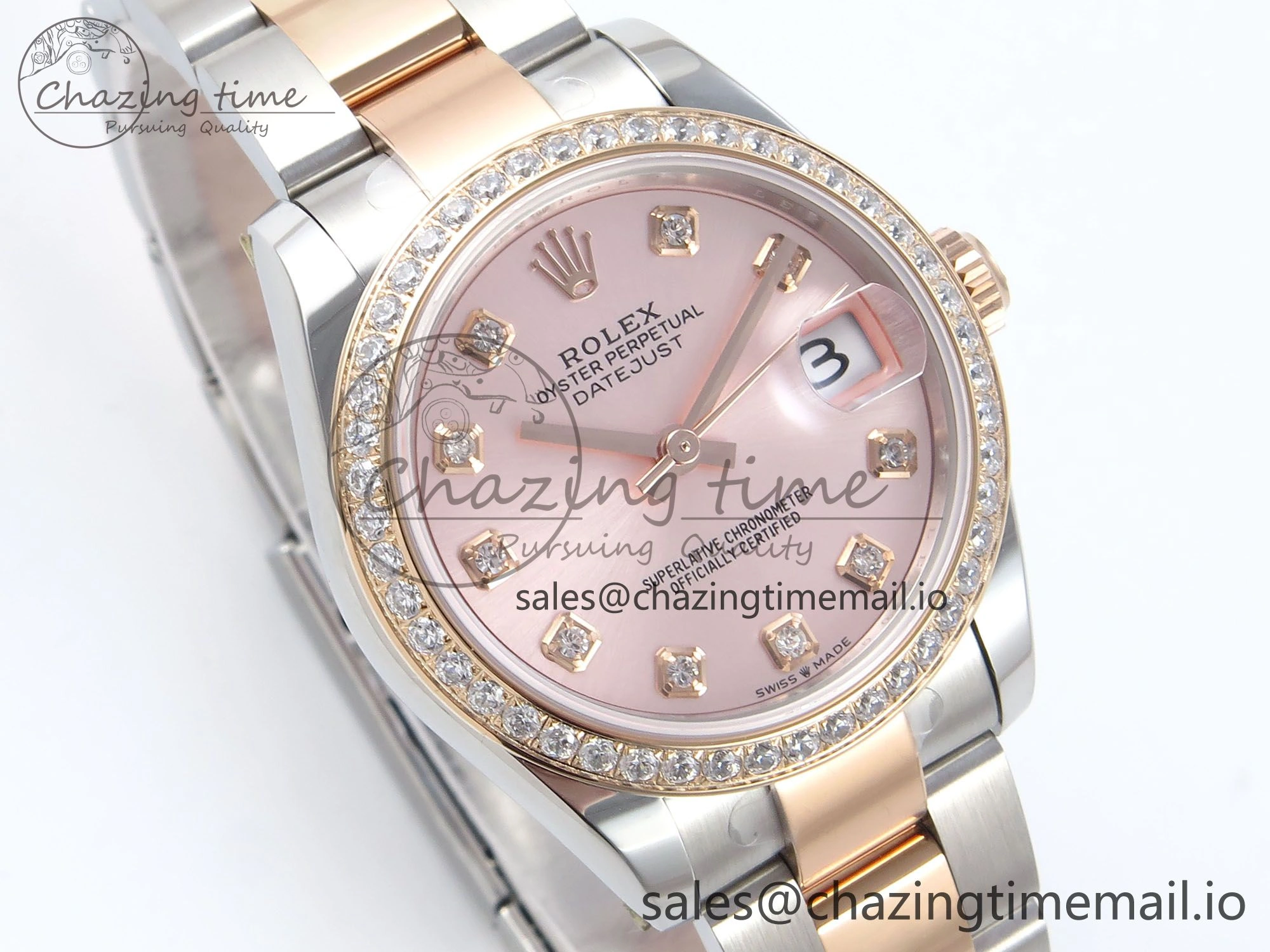 Bold DateJust 31 278381RBR ARF 1:1 Best Edition 904L Steel RG Diamonds Dial Diamonds Bezel on SS RG Oyster Bracelet ETA 380