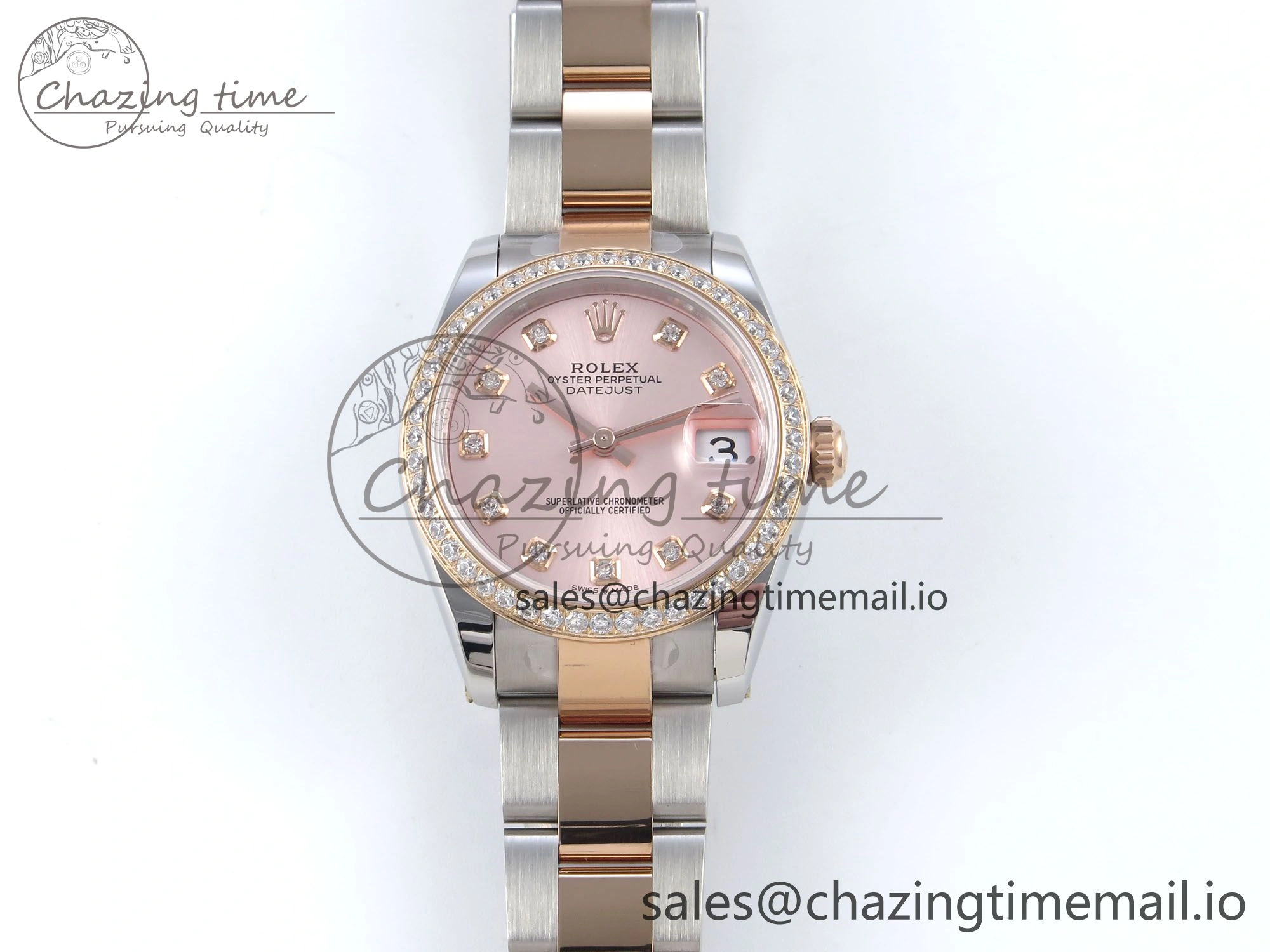 Bold DateJust 31 278381RBR ARF 1:1 Best Edition 904L Steel RG Diamonds Dial Diamonds Bezel on SS RG Oyster Bracelet ETA 380