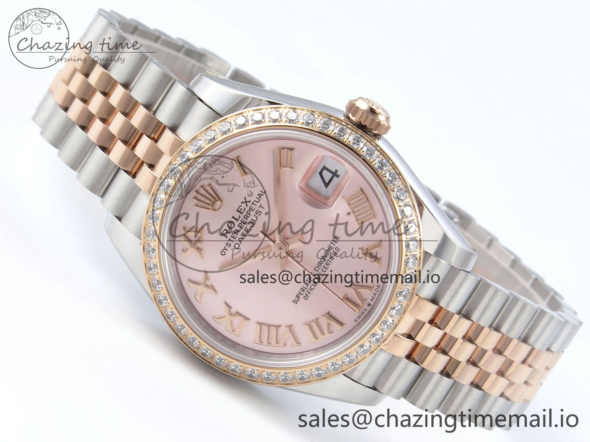 DateJust 31 278381RBR ARF 1:1 Best Edition 904L Steel RG Roman Dial Diamonds Bezel on SS RG Jubilee Bracelet ETA EasyCare 395