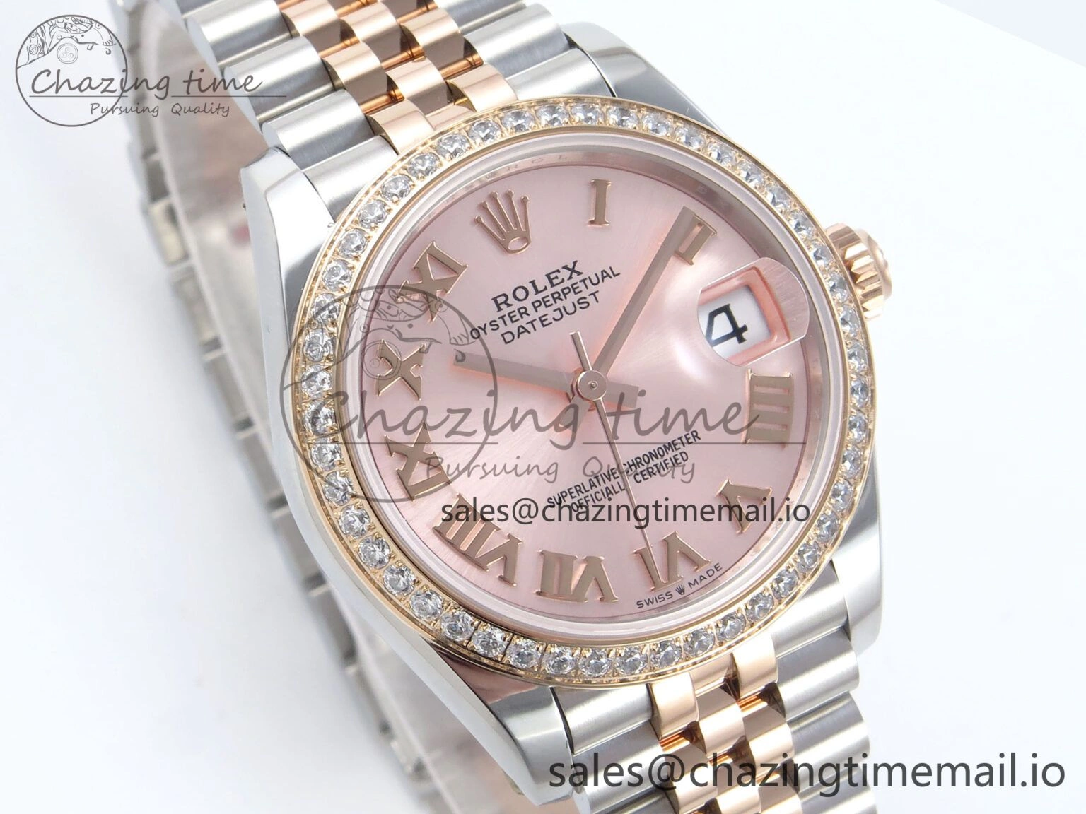 DateJust 31 278381RBR ARF 1:1 Best Edition 904L Steel RG Roman Dial Diamonds Bezel on SS RG Jubilee Bracelet ETA EasyCare 395