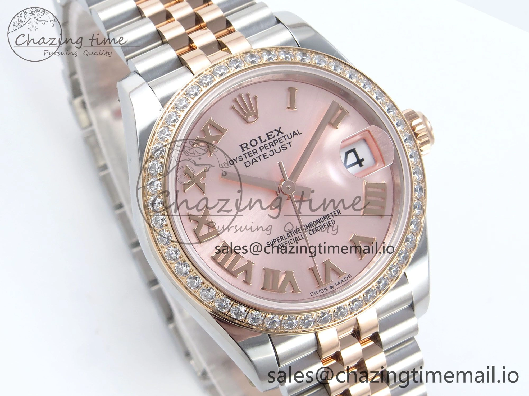 DateJust 31 278381RBR ARF 1:1 Best Edition 904L Steel RG Roman Dial Diamonds Bezel on SS RG Jubilee Bracelet ETA EasyCare 395