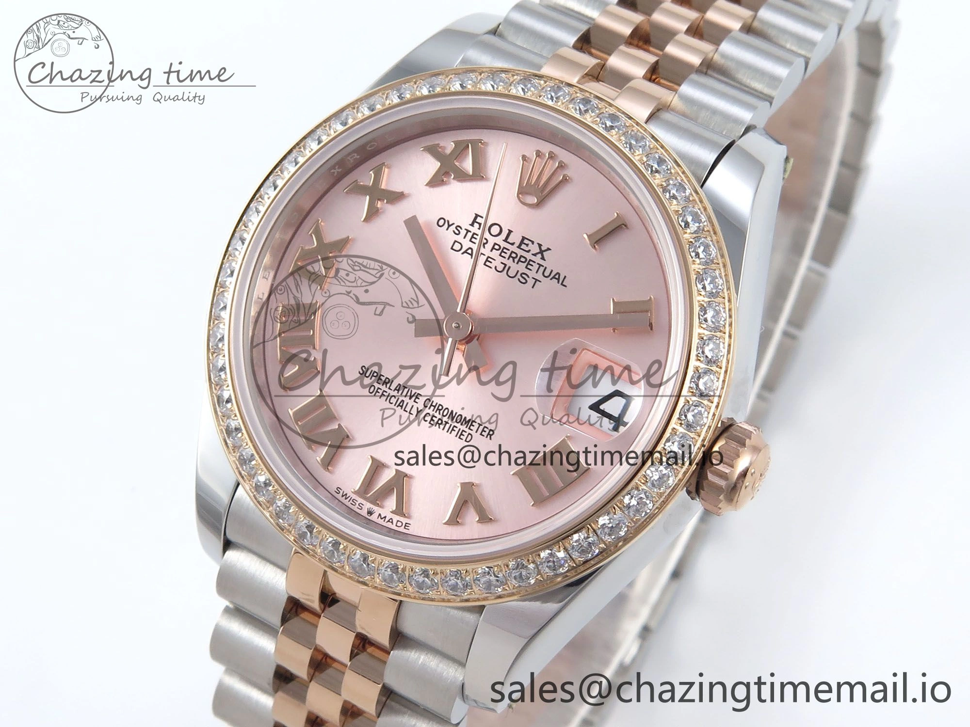 DateJust 31 278381RBR ARF 1:1 Best Edition 904L Steel RG Roman Dial Diamonds Bezel on SS RG Jubilee Bracelet ETA EasyCare 395