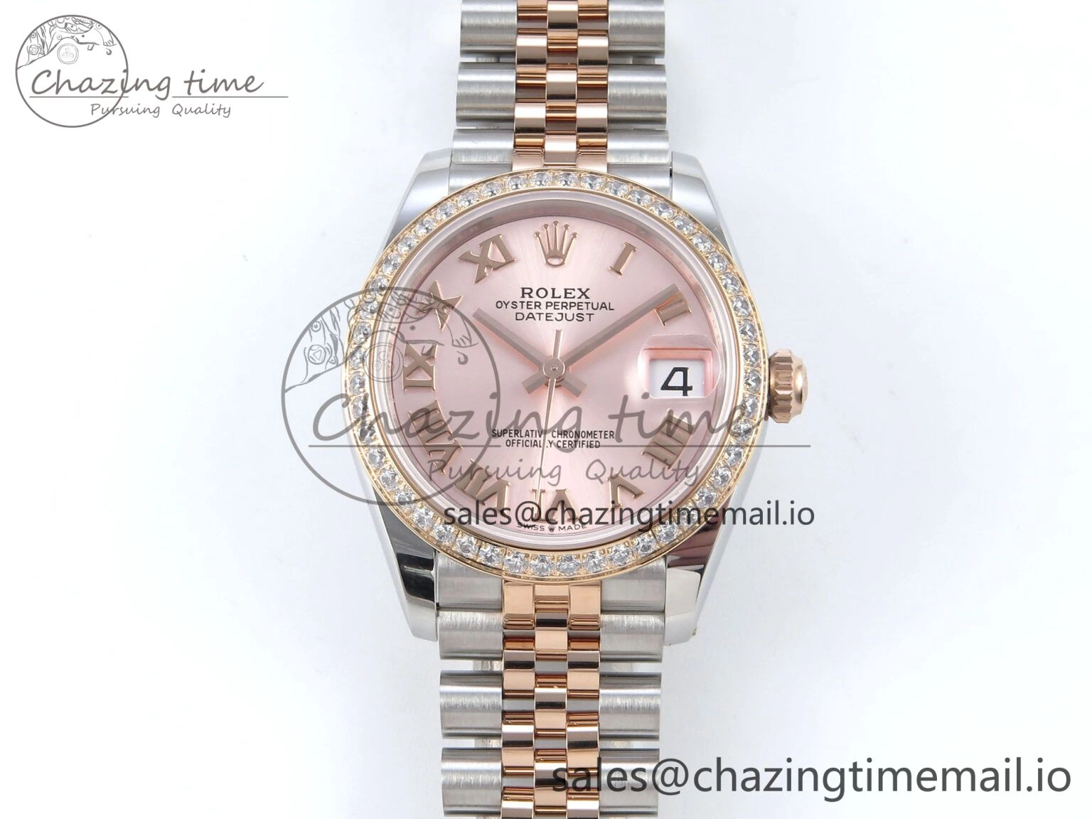DateJust 31 278381RBR ARF 1:1 Best Edition 904L Steel RG Roman Dial Diamonds Bezel on SS RG Jubilee Bracelet ETA EasyCare 395