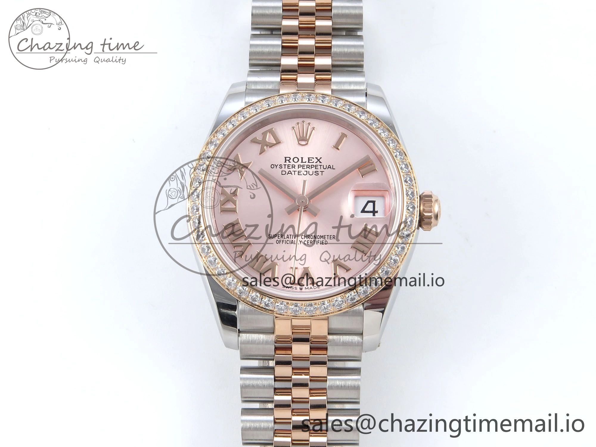 DateJust 31 278381RBR ARF 1:1 Best Edition 904L Steel RG Roman Dial Diamonds Bezel on SS RG Jubilee Bracelet ETA EasyCare 395