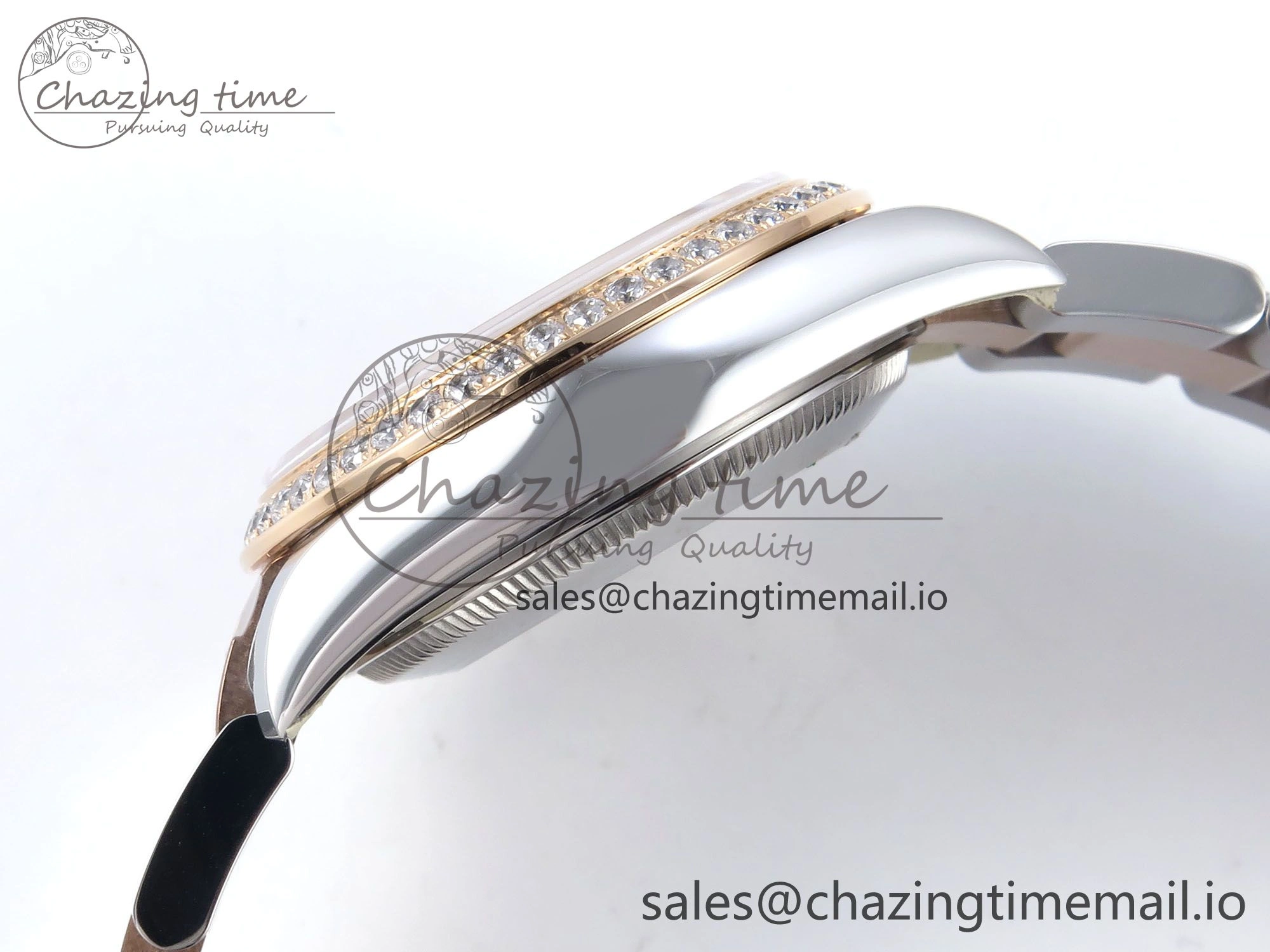 Casual DateJust 31 278381RBR ARF 1:1 Best Edition 904L Steel RG Roman Dial Diamonds Bezel on SS RG Oyster Bracelet ETA 382