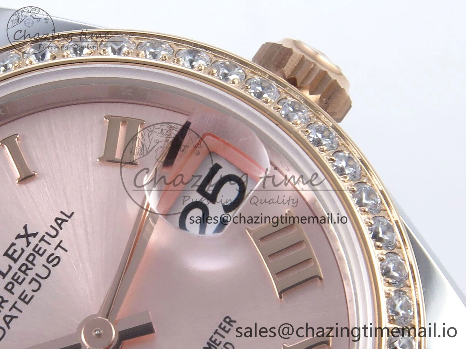 Casual DateJust 31 278381RBR ARF 1:1 Best Edition 904L Steel RG Roman Dial Diamonds Bezel on SS RG Oyster Bracelet ETA 382