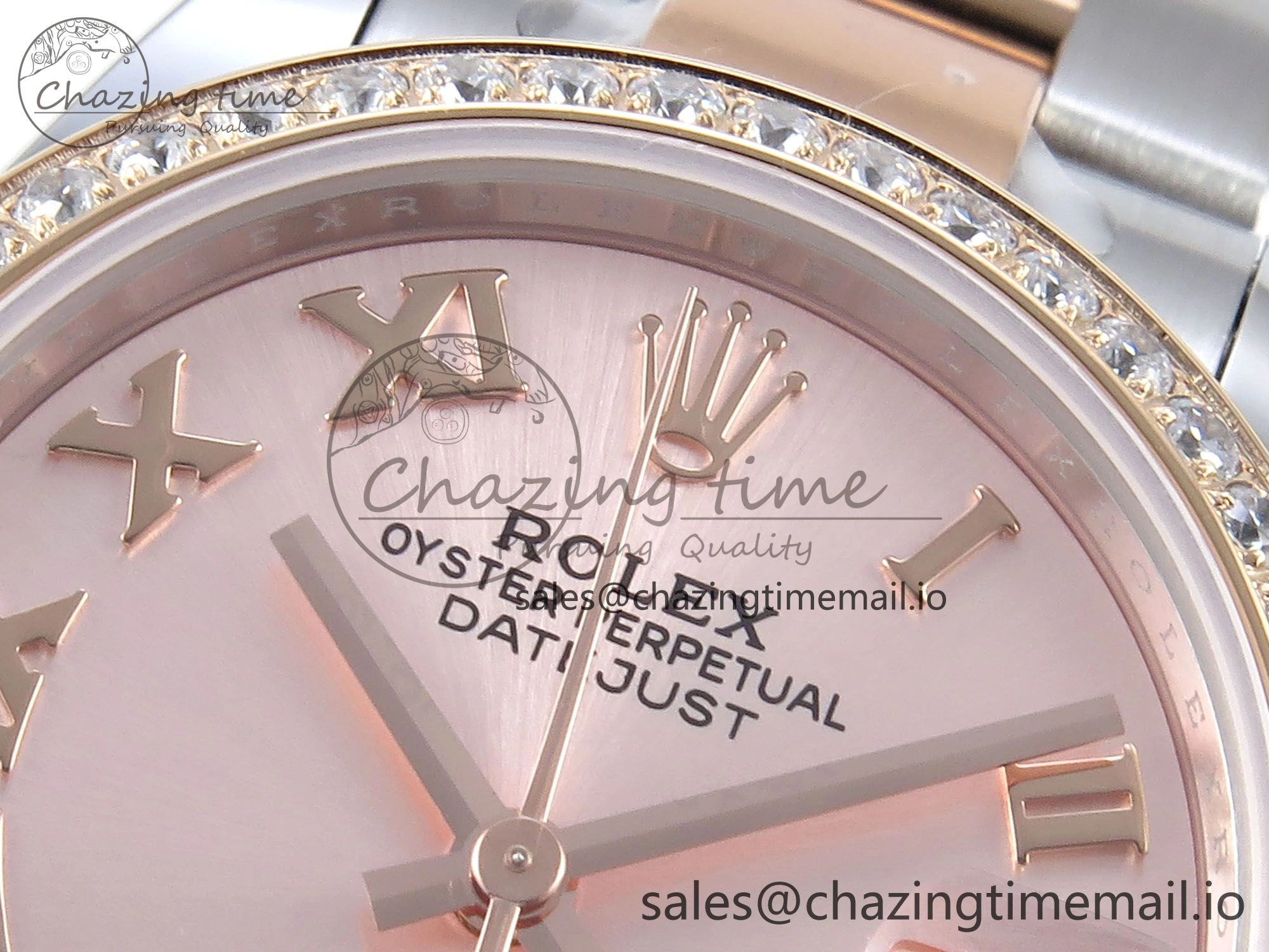 Casual DateJust 31 278381RBR ARF 1:1 Best Edition 904L Steel RG Roman Dial Diamonds Bezel on SS RG Oyster Bracelet ETA 382