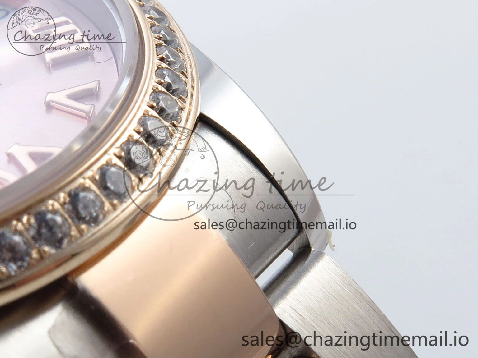 Casual DateJust 31 278381RBR ARF 1:1 Best Edition 904L Steel RG Roman Dial Diamonds Bezel on SS RG Oyster Bracelet ETA 382