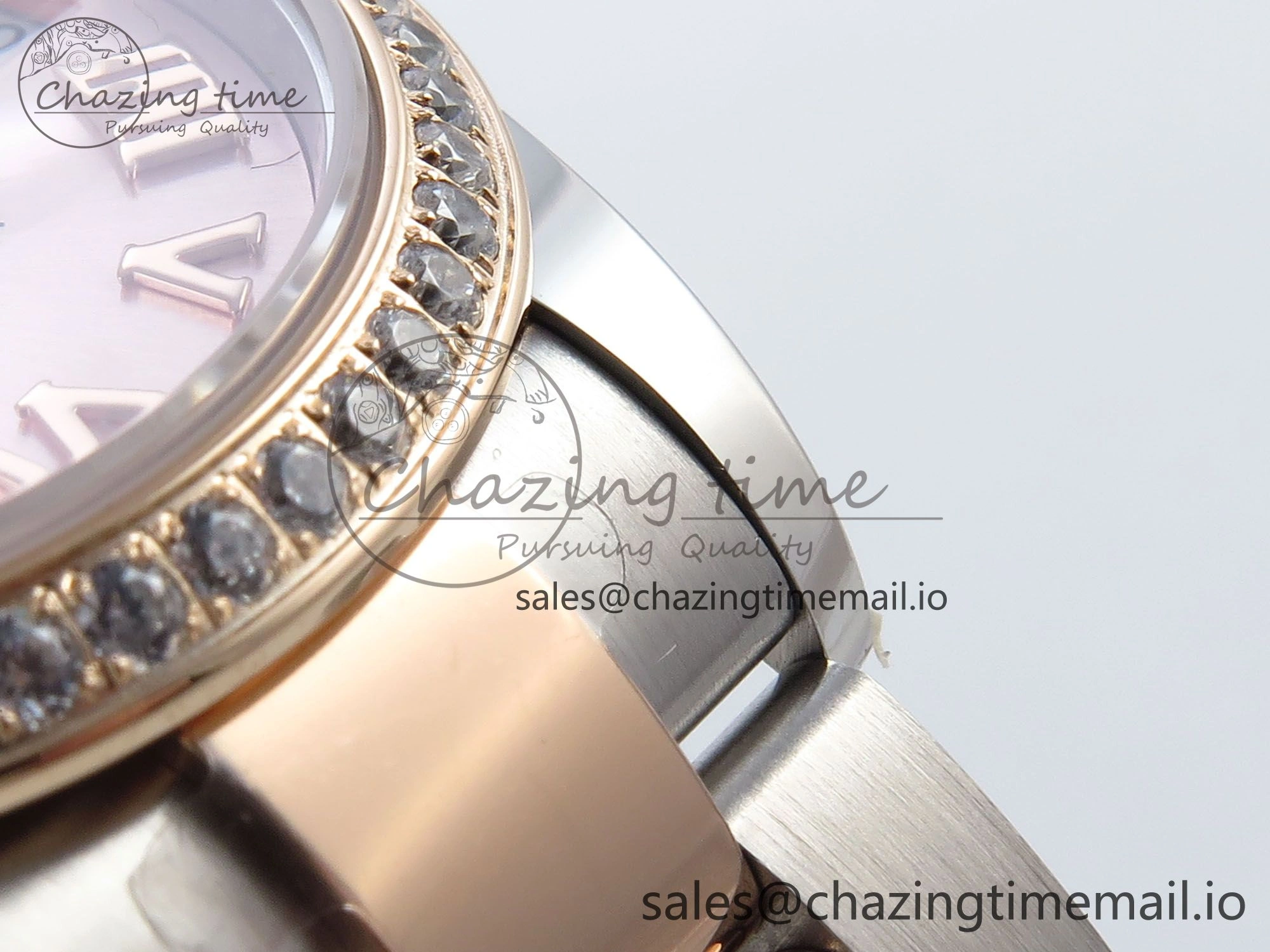 Casual DateJust 31 278381RBR ARF 1:1 Best Edition 904L Steel RG Roman Dial Diamonds Bezel on SS RG Oyster Bracelet ETA 382