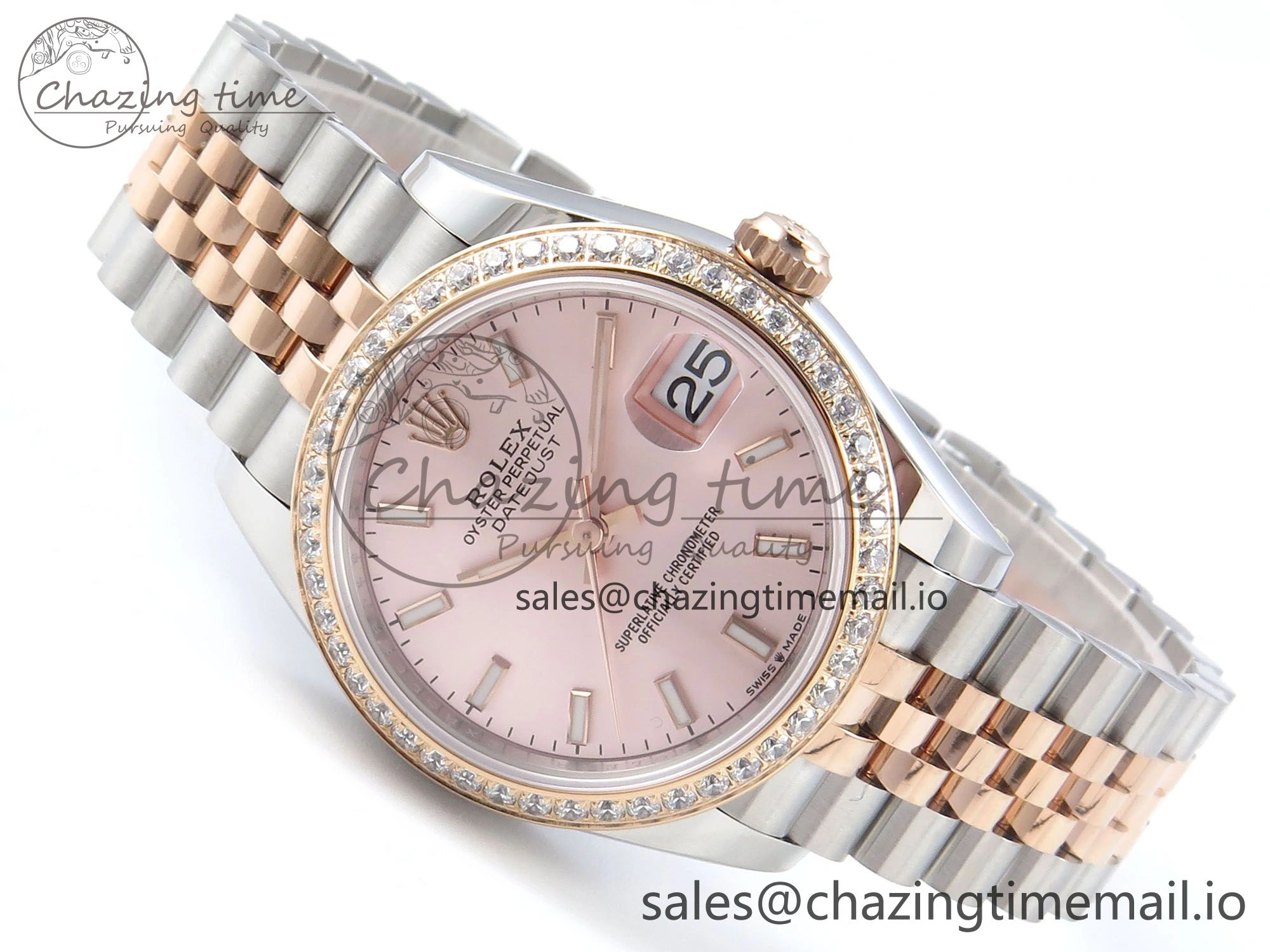 DateJust 31 278381RBR ARF 1:1 Best Edition 904L Steel RG Stick Dial Diamonds Bezel on SS RG Jubilee Bracelet ETA Unisex 390
