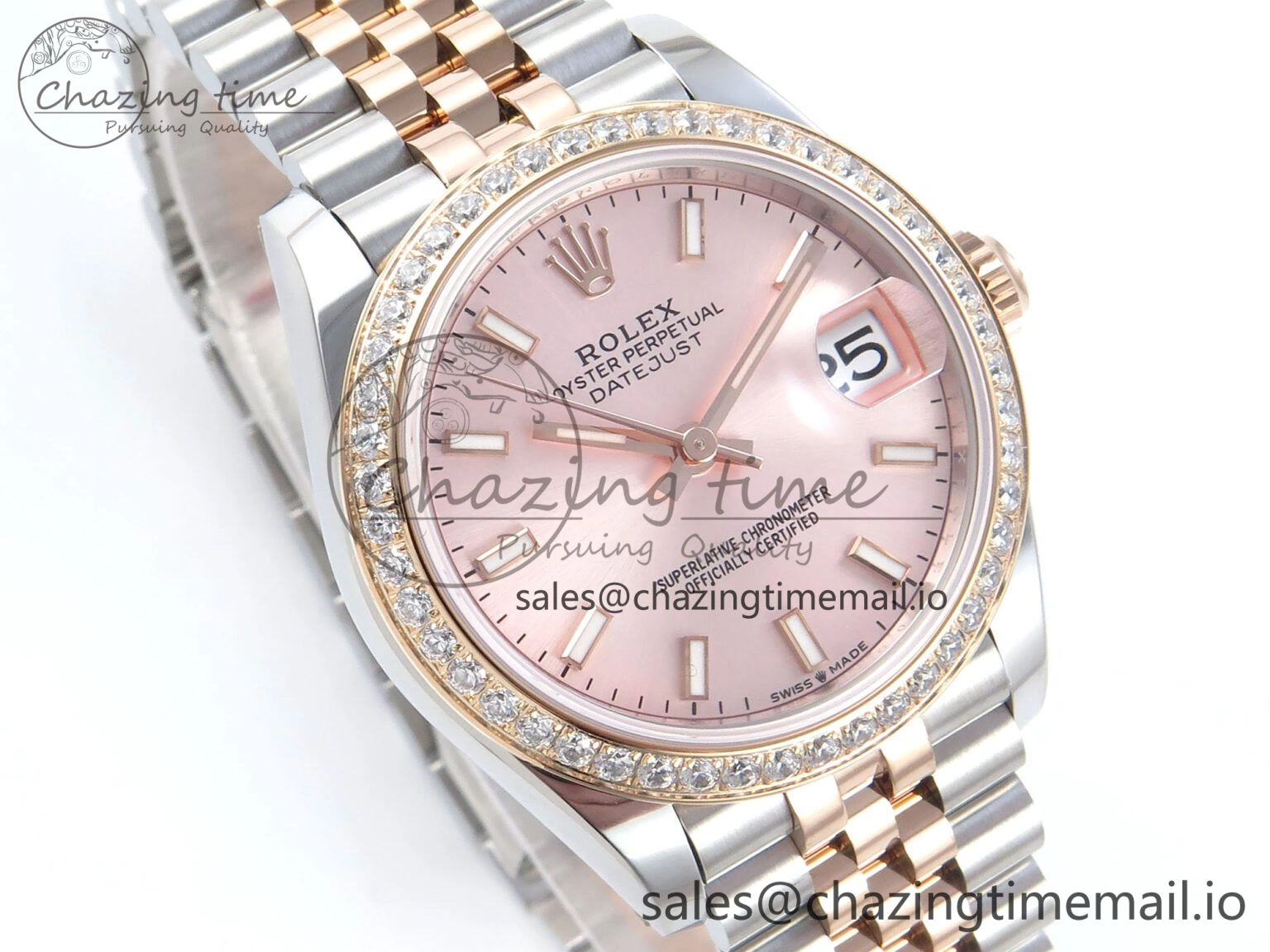 DateJust 31 278381RBR ARF 1:1 Best Edition 904L Steel RG Stick Dial Diamonds Bezel on SS RG Jubilee Bracelet ETA Unisex 390