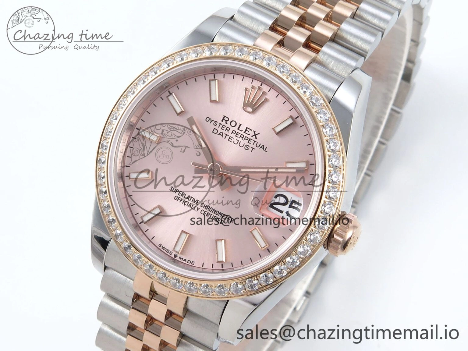 DateJust 31 278381RBR ARF 1:1 Best Edition 904L Steel RG Stick Dial Diamonds Bezel on SS RG Jubilee Bracelet ETA Unisex 390