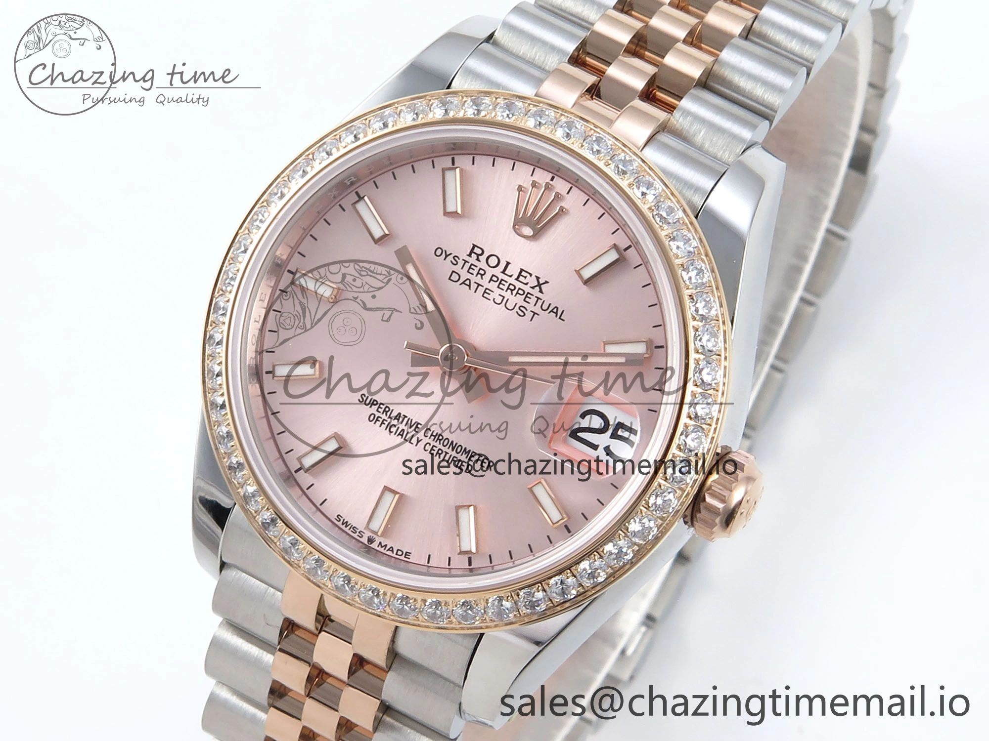 DateJust 31 278381RBR ARF 1:1 Best Edition 904L Steel RG Stick Dial Diamonds Bezel on SS RG Jubilee Bracelet ETA Unisex 390
