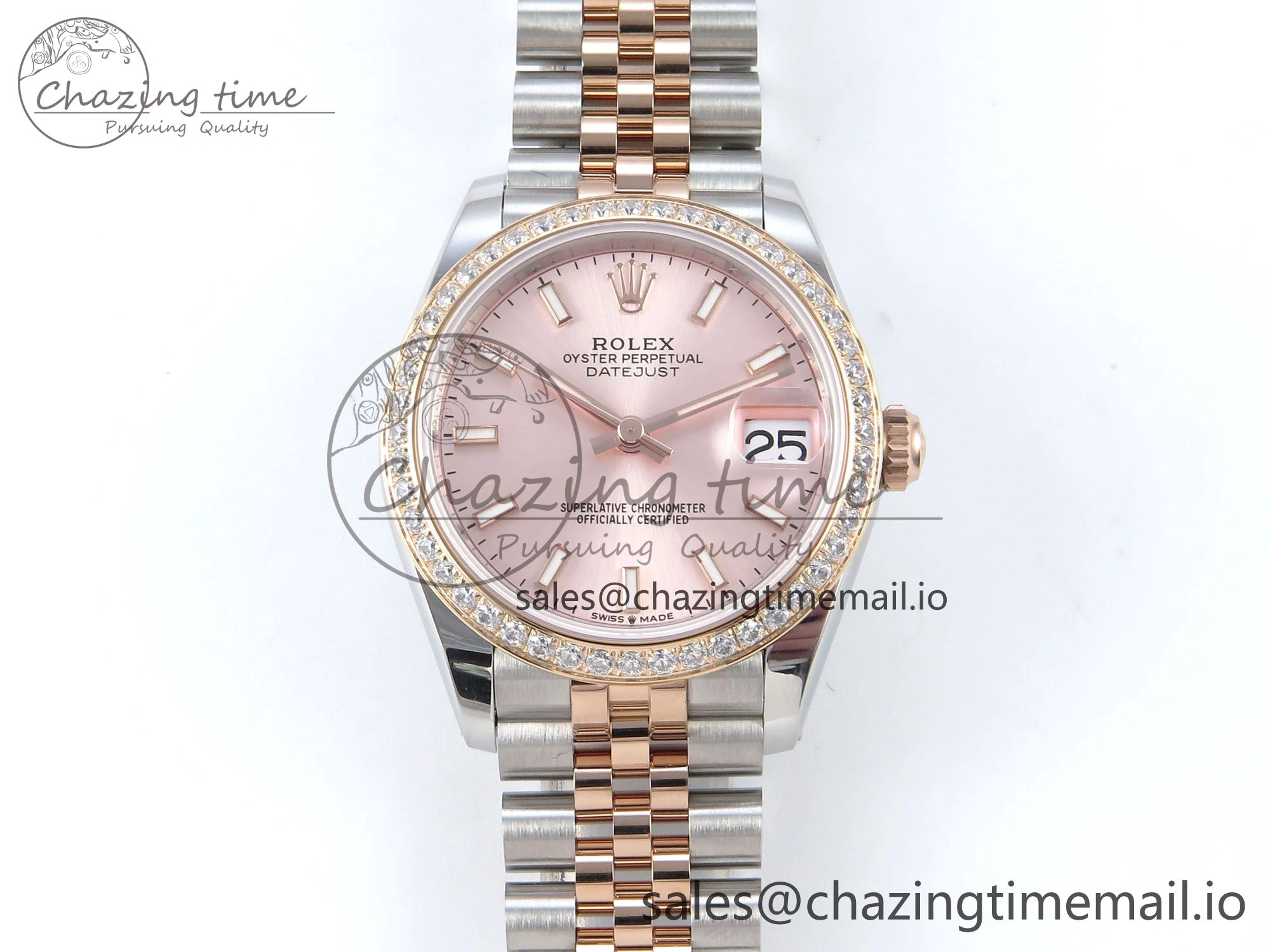 DateJust 31 278381RBR ARF 1:1 Best Edition 904L Steel RG Stick Dial Diamonds Bezel on SS RG Jubilee Bracelet ETA Unisex 390
