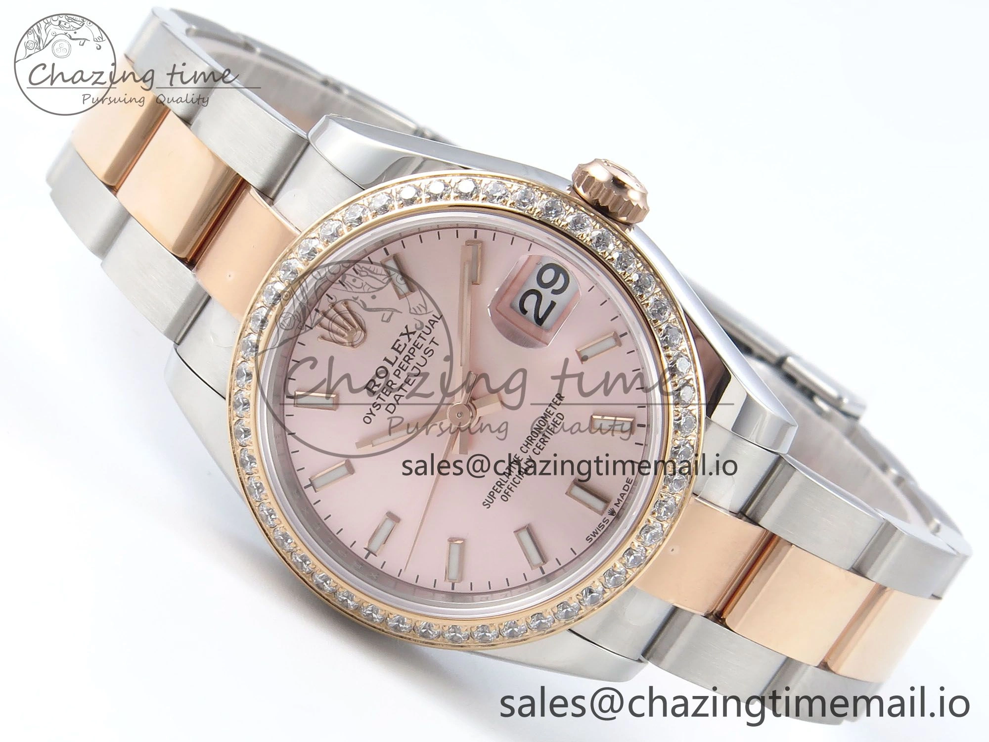 DateJust 31 278381RBR ARF 1:1 Best Edition 904L Steel RG Stick Dial Diamonds Bezel on SS RG Oyster Bracelet ETA GoodFit 391