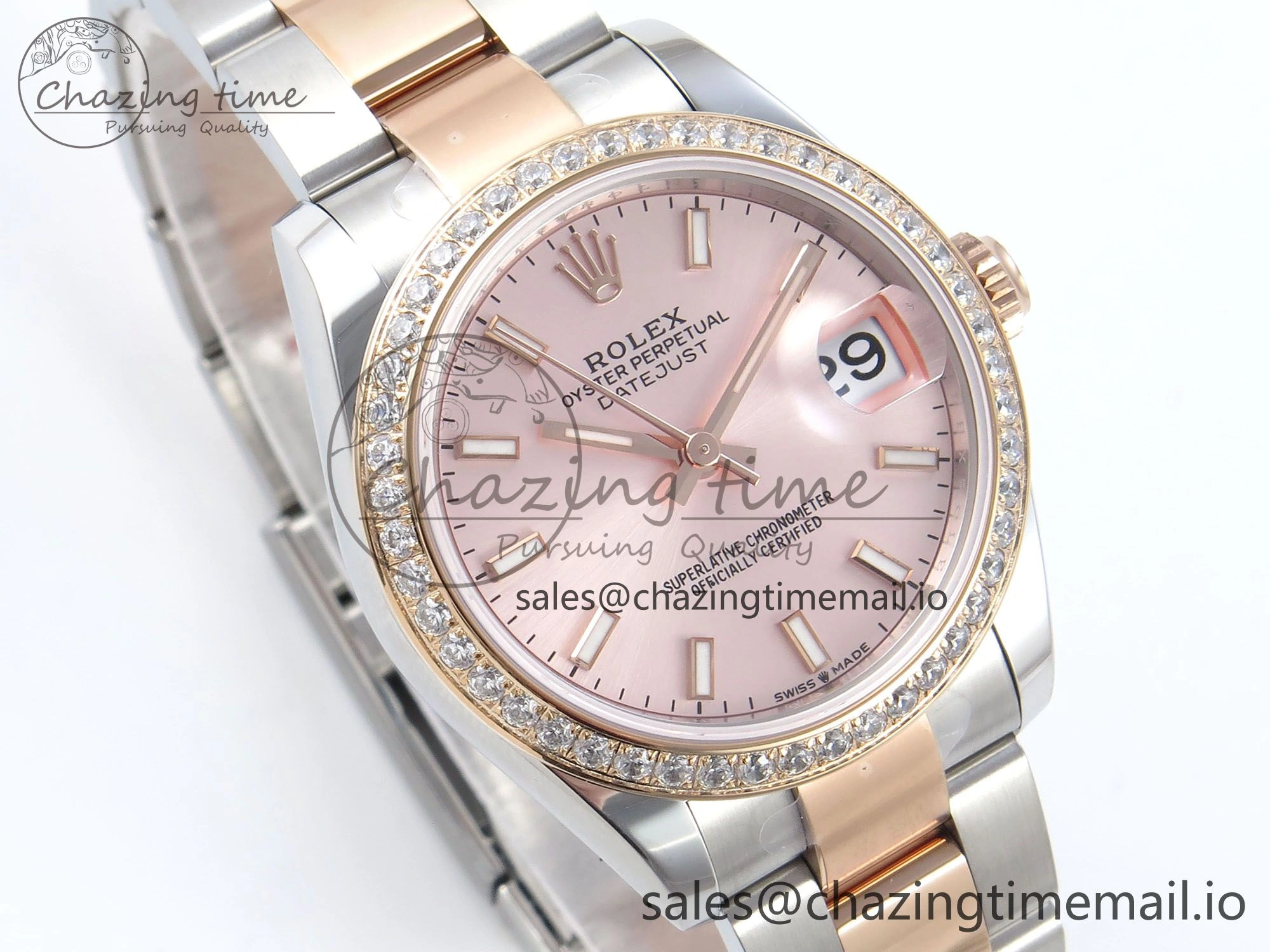 DateJust 31 278381RBR ARF 1:1 Best Edition 904L Steel RG Stick Dial Diamonds Bezel on SS RG Oyster Bracelet ETA GoodFit 391