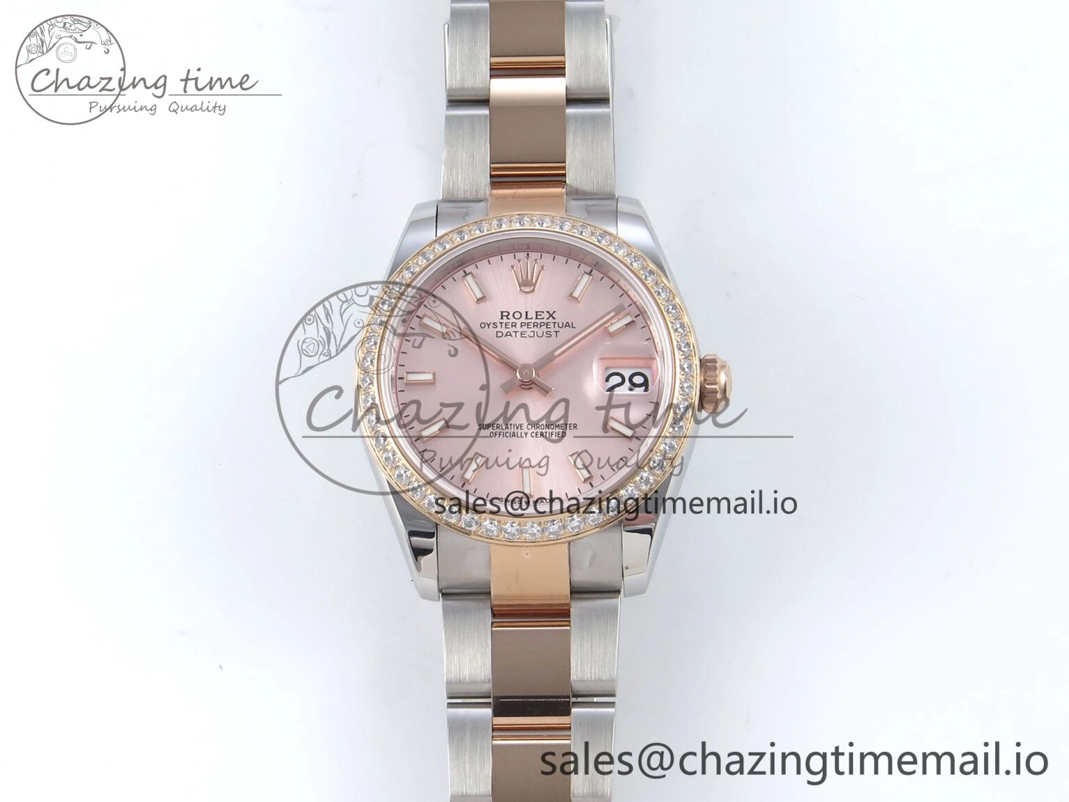 DateJust 31 278381RBR ARF 1:1 Best Edition 904L Steel RG Stick Dial Diamonds Bezel on SS RG Oyster Bracelet ETA GoodFit 391