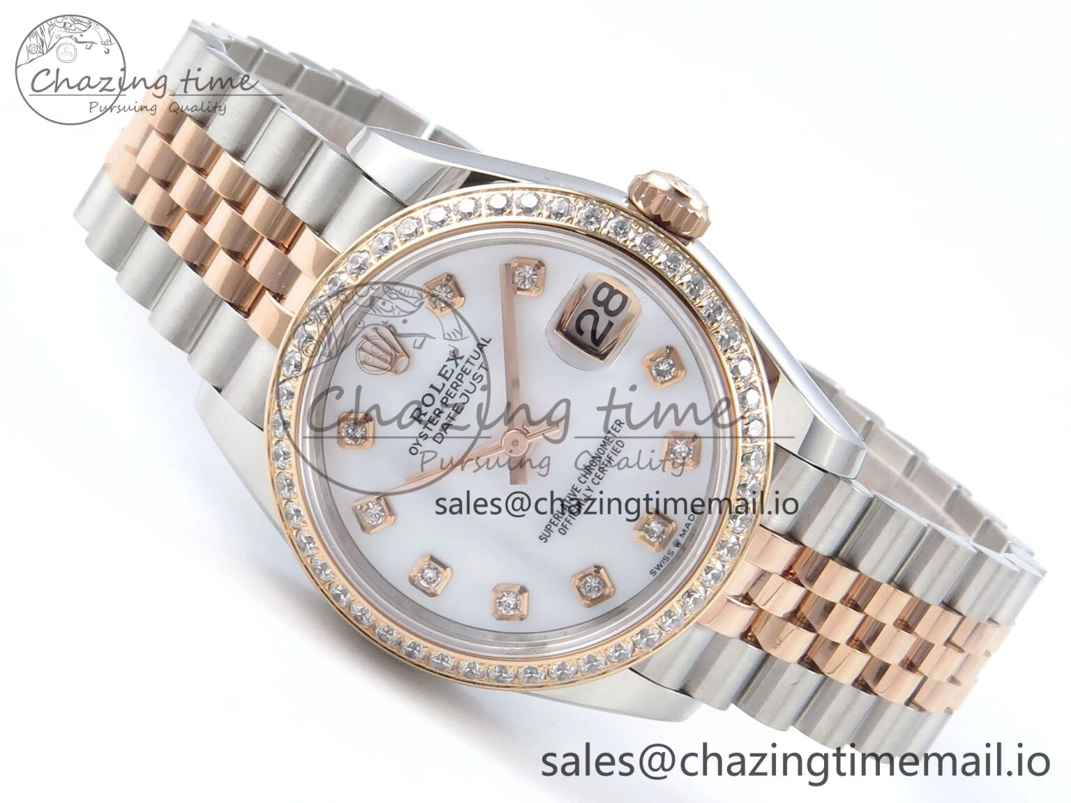 DateJust 31 278381RBR ARF 1:1 Best Edition 904L Steel White Diamonds Dial Diamonds Bezel on SS RG Jubilee Bracelet ETA ModernLook 392