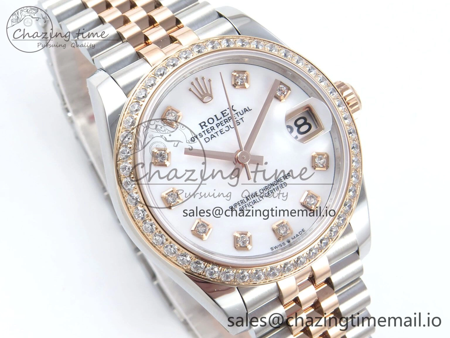 DateJust 31 278381RBR ARF 1:1 Best Edition 904L Steel White Diamonds Dial Diamonds Bezel on SS RG Jubilee Bracelet ETA ModernLook 392