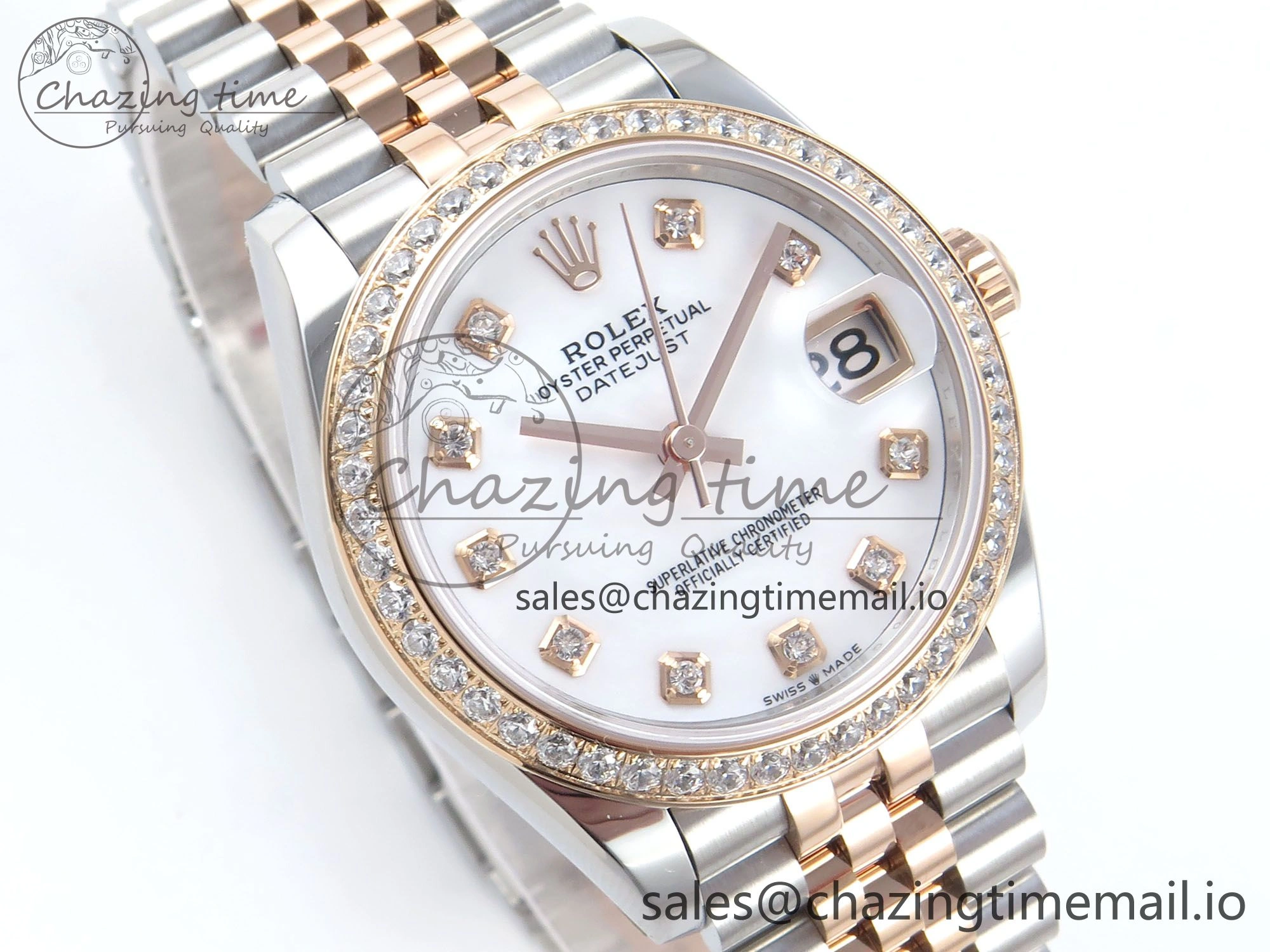 DateJust 31 278381RBR ARF 1:1 Best Edition 904L Steel White Diamonds Dial Diamonds Bezel on SS RG Jubilee Bracelet ETA ModernLook 392