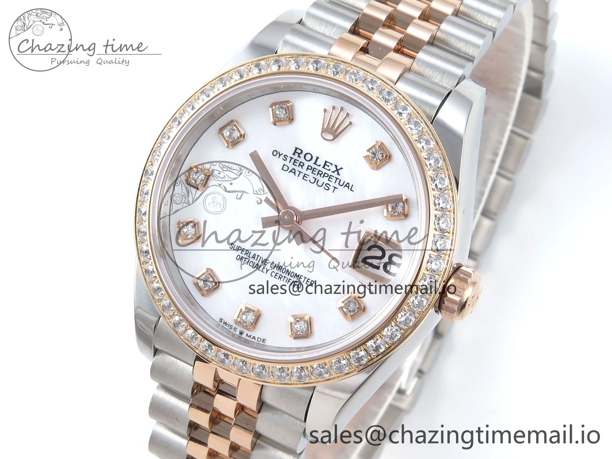 DateJust 31 278381RBR ARF 1:1 Best Edition 904L Steel White Diamonds Dial Diamonds Bezel on SS RG Jubilee Bracelet ETA ModernLook 392