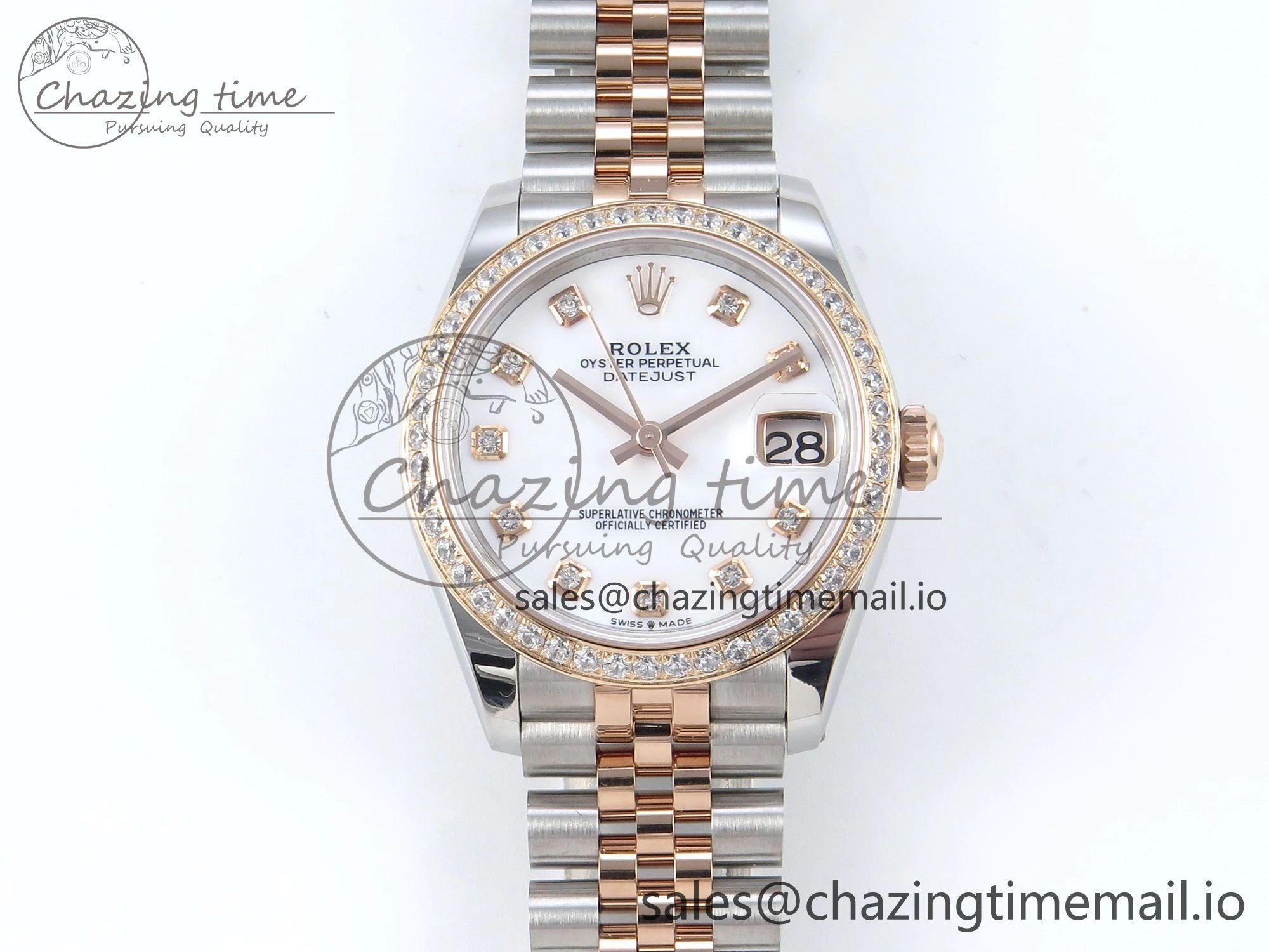 DateJust 31 278381RBR ARF 1:1 Best Edition 904L Steel White Diamonds Dial Diamonds Bezel on SS RG Jubilee Bracelet ETA ModernLook 392