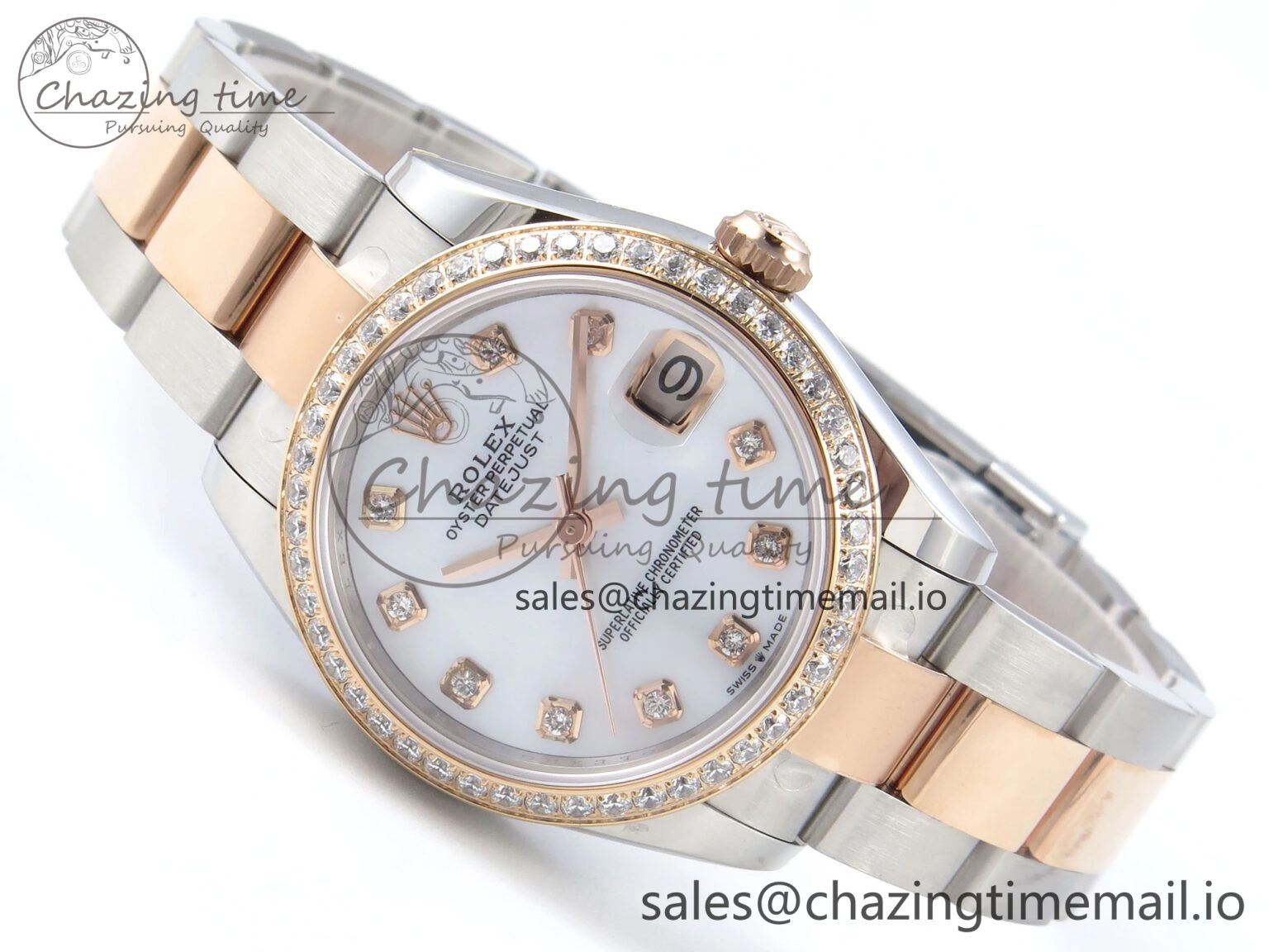 HighPerformance DateJust 31 278381RBR ARF 1:1 Best Edition 904L Steel White MOP Dial Diamonds Bezel on SS RG Oyster Bracelet ETA 383