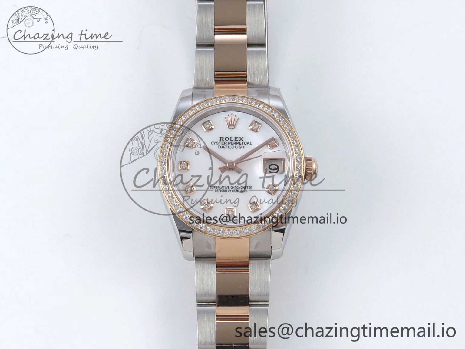 HighPerformance DateJust 31 278381RBR ARF 1:1 Best Edition 904L Steel White MOP Dial Diamonds Bezel on SS RG Oyster Bracelet ETA 383