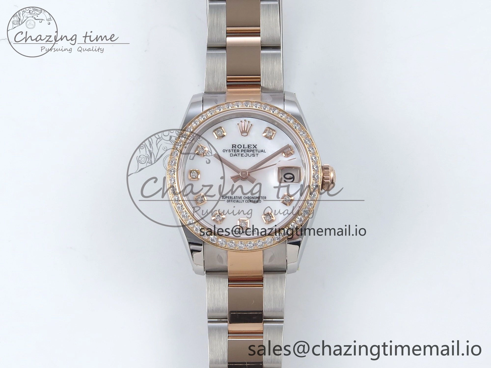 HighPerformance DateJust 31 278381RBR ARF 1:1 Best Edition 904L Steel White MOP Dial Diamonds Bezel on SS RG Oyster Bracelet ETA 383