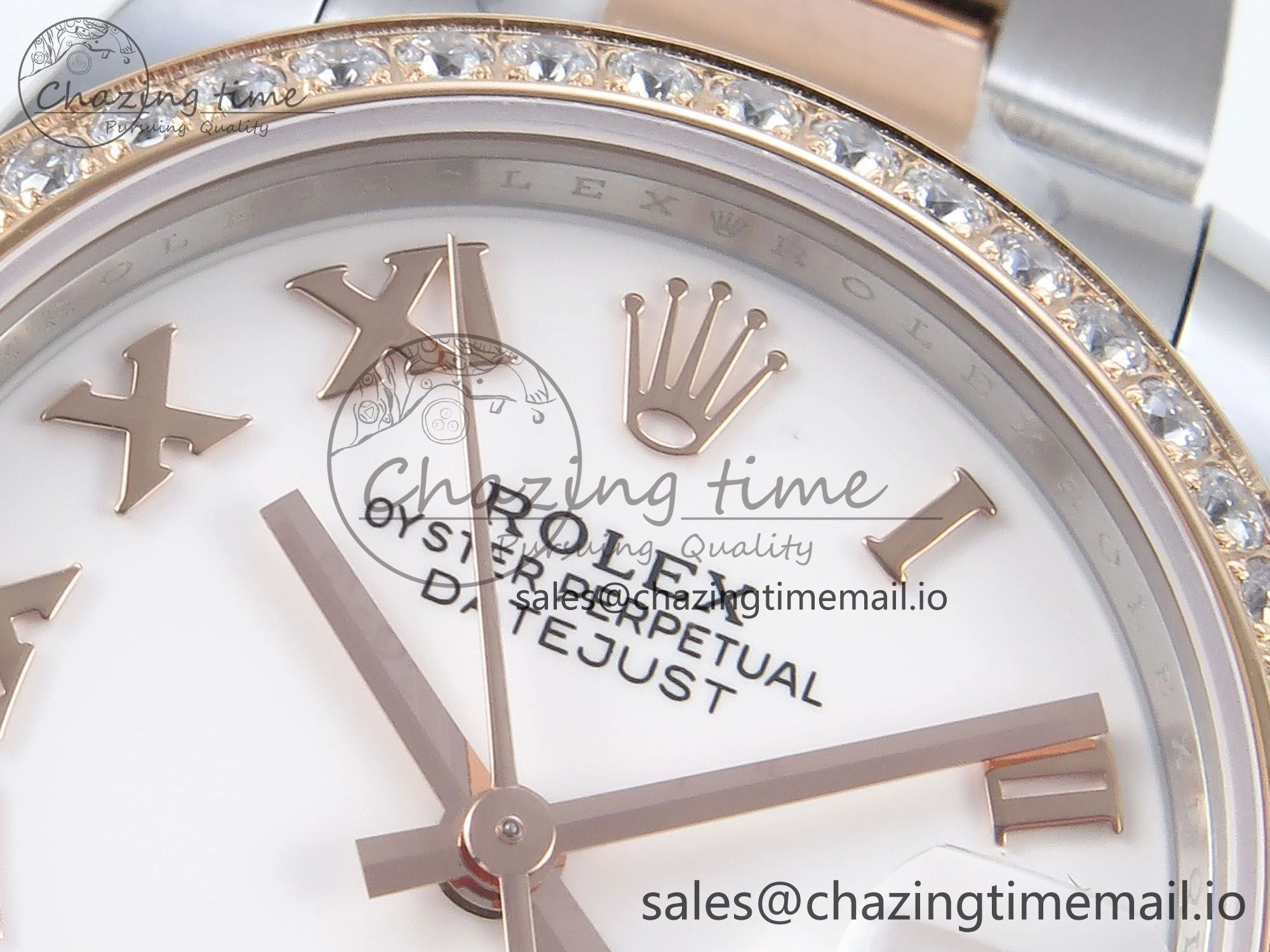 DateJust 31 278381RBR ARF 1:1 Best Edition 904L Steel White Roman Dial Diamonds Bezel on SS RG Oyster Bracelet ETA StreetReady 384