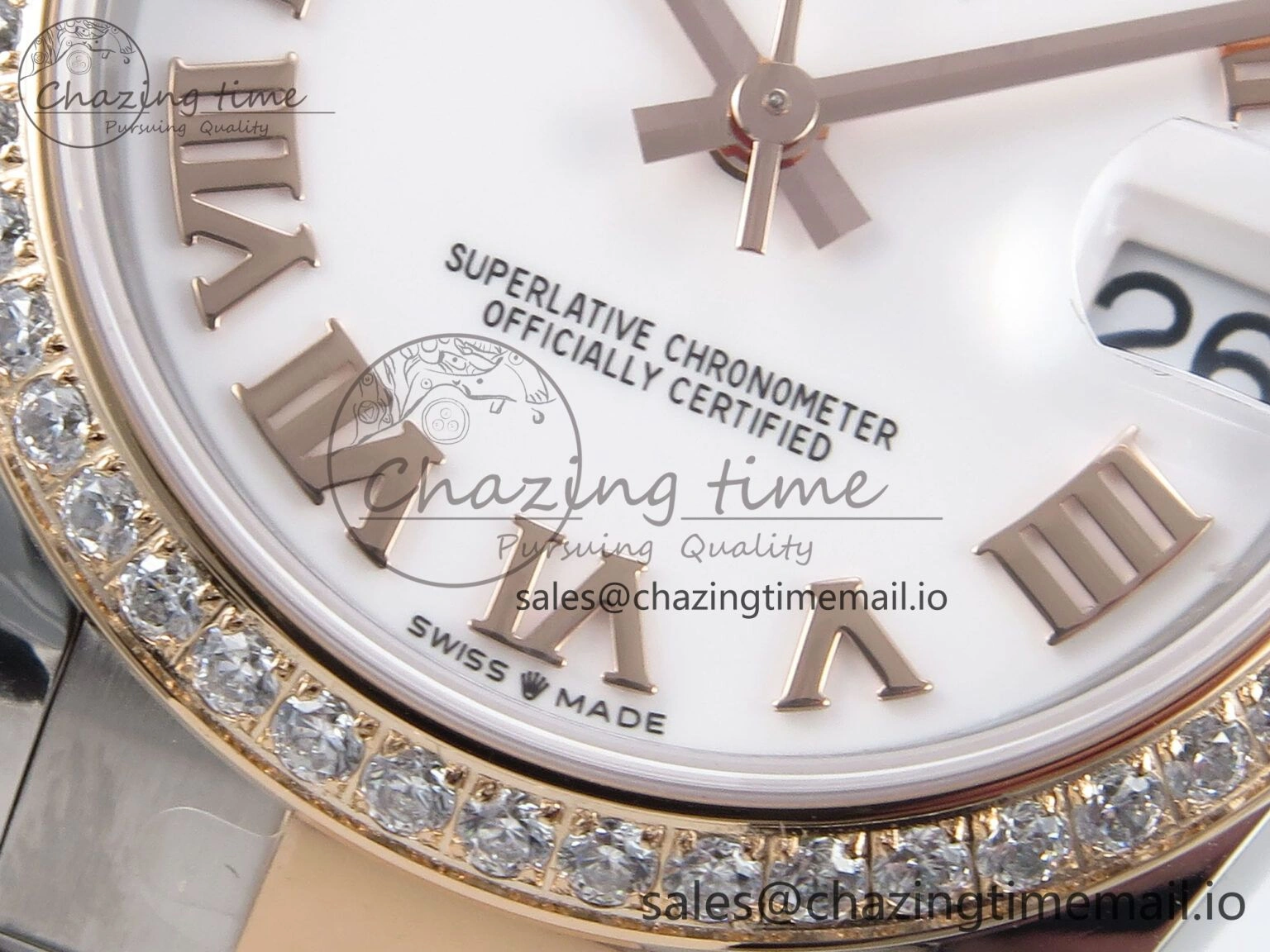 DateJust 31 278381RBR ARF 1:1 Best Edition 904L Steel White Roman Dial Diamonds Bezel on SS RG Oyster Bracelet ETA StreetReady 384