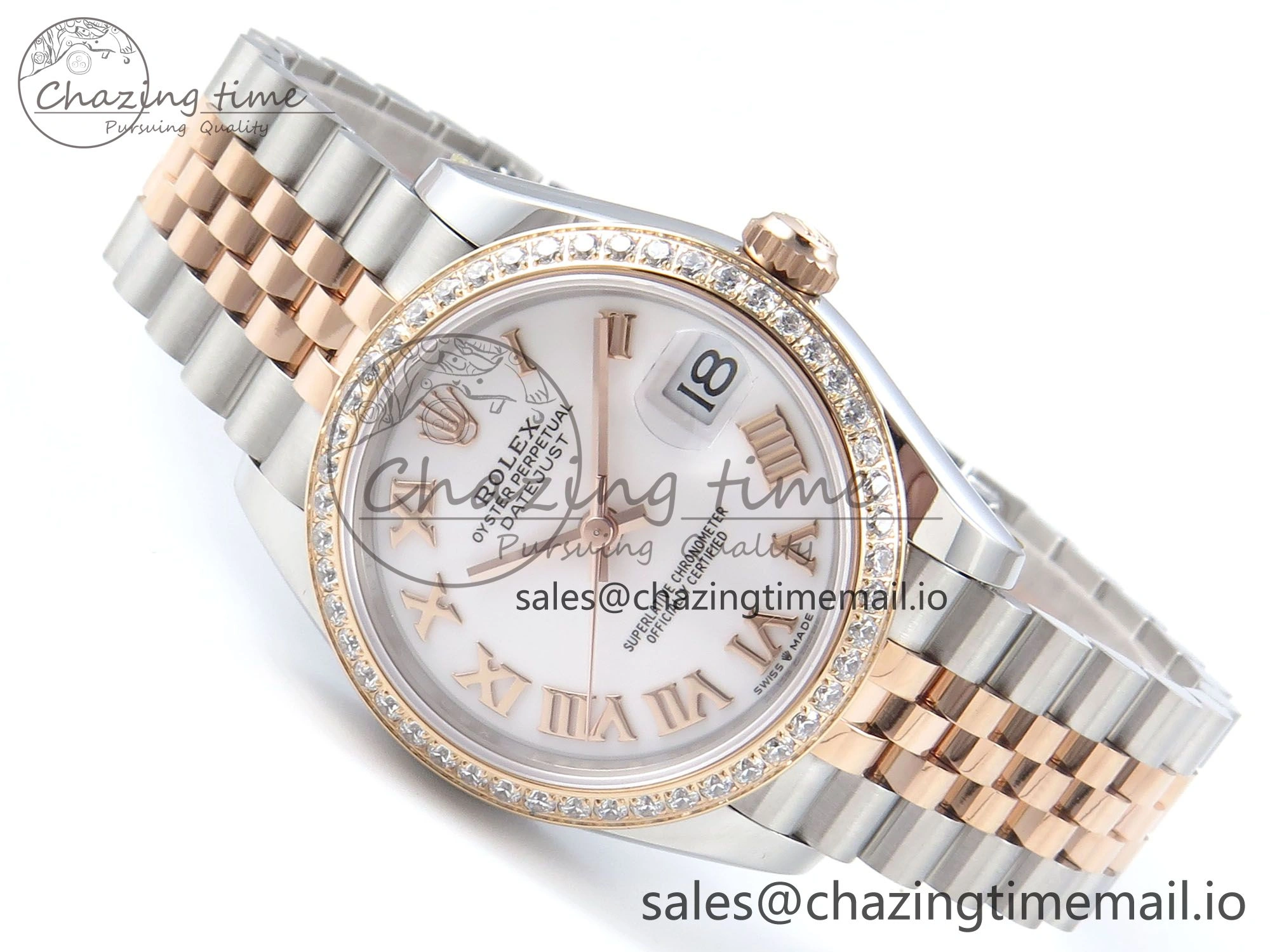 DateJust 31 278381RBR ARF 1:1 Best Edition 904L Steel White Roman Diamonds Dial Diamonds Bezel on SS RG Jubilee Bracelet ETA Efficient 393