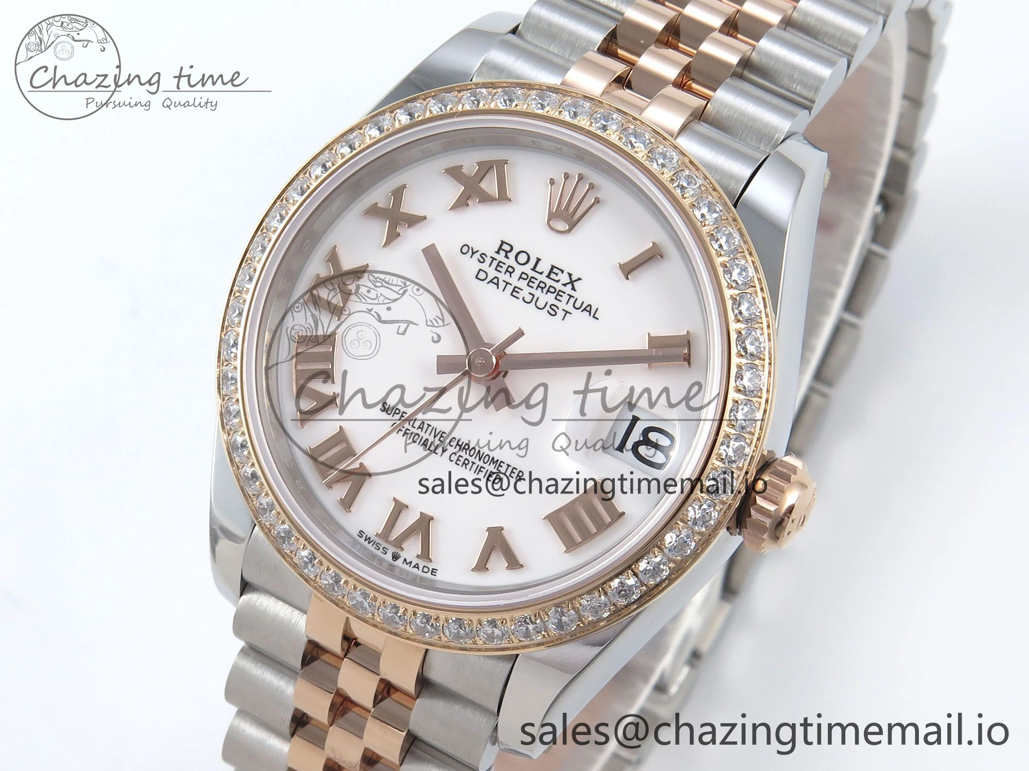DateJust 31 278381RBR ARF 1:1 Best Edition 904L Steel White Roman Diamonds Dial Diamonds Bezel on SS RG Jubilee Bracelet ETA Efficient 393