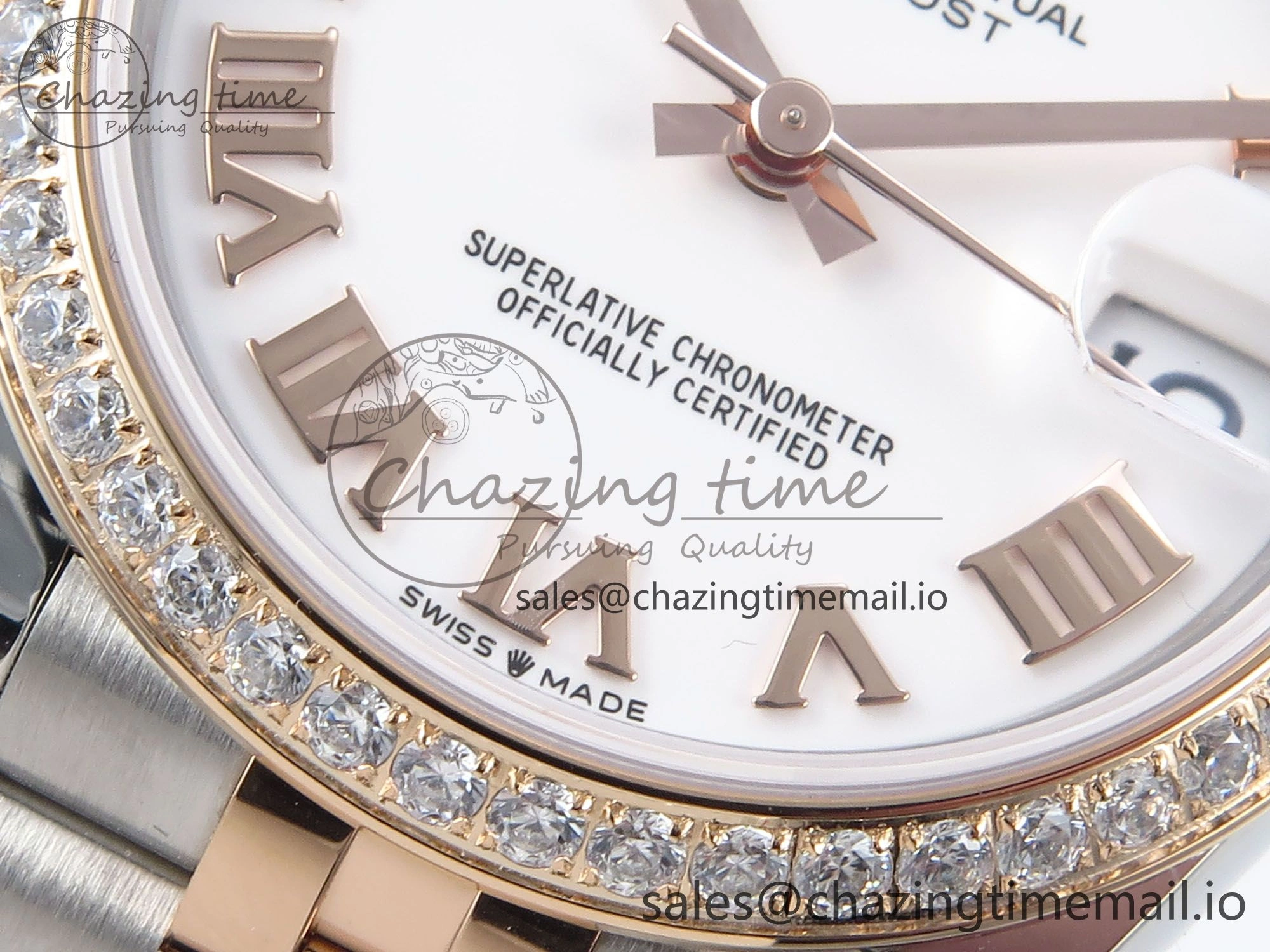 DateJust 31 278381RBR ARF 1:1 Best Edition 904L Steel White Roman Diamonds Dial Diamonds Bezel on SS RG Jubilee Bracelet ETA Efficient 393