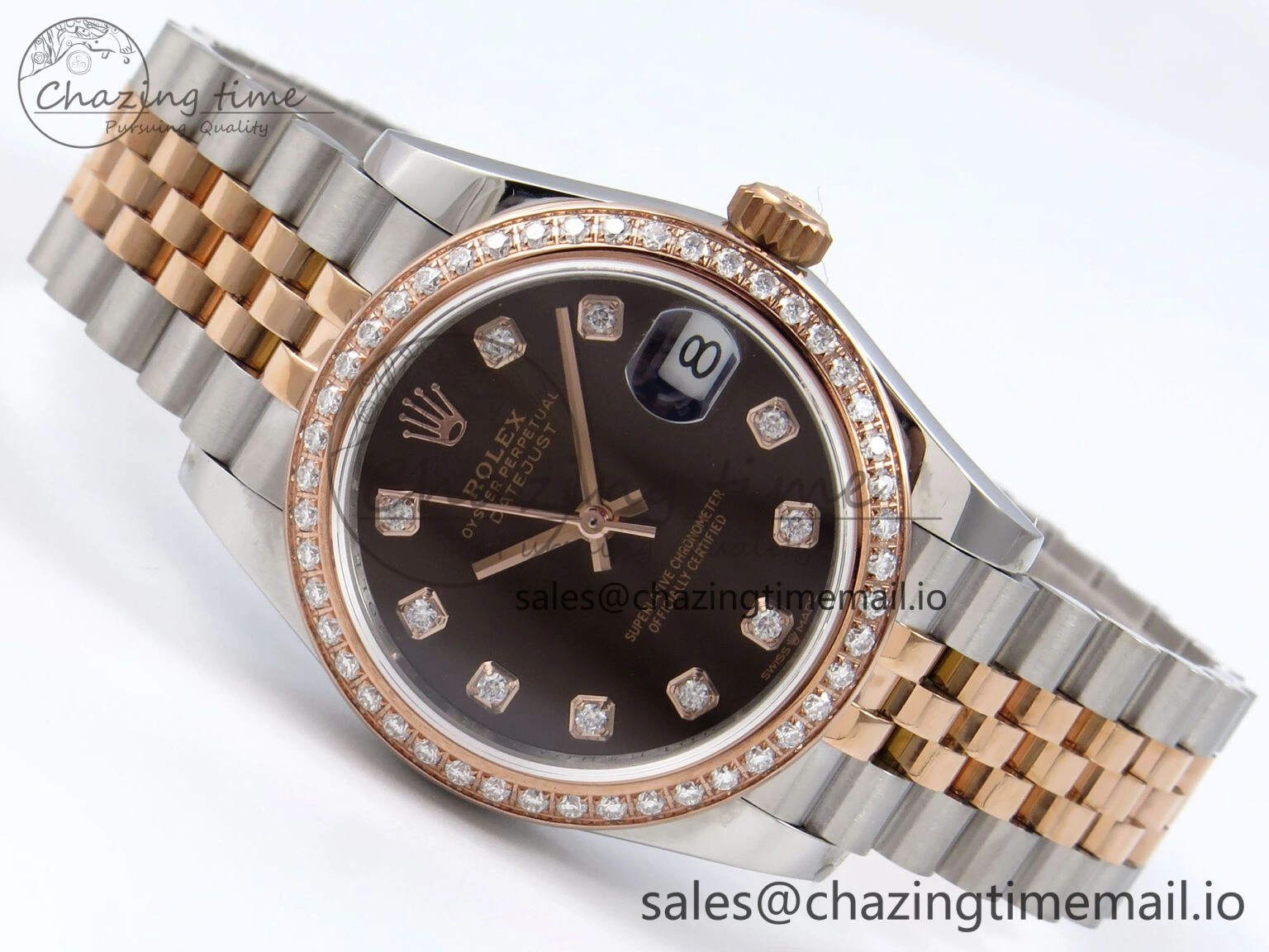 DateJust 31 278381RBR JARF 1:1 Best Edition 904L Steel Brown Diamonds Dial on SS RG Jubilee Bracelet HZ Bright 870